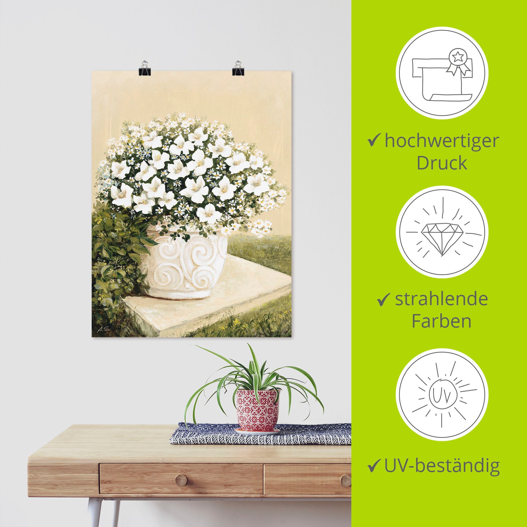 Artland Artprint Bloempot I als artprint van aluminium, artprint voor buiten, artprint op linnen, poster in verschillende maten. maten