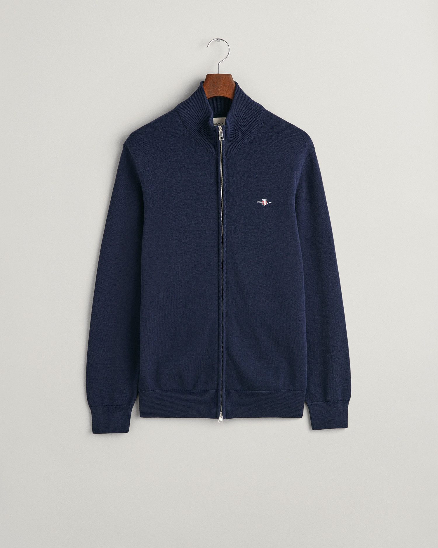 Gant Cardigan CASUAL COTTON ZIP CARDIGAN Met ribbels aan opstaande kraag, mouwen en zoom