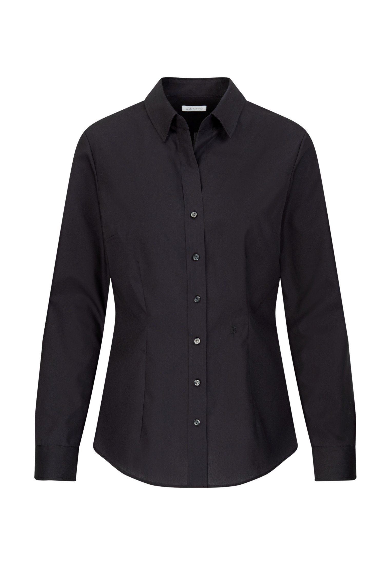 seidensticker Overhemdblouse Zwarte roos Lange mouwen kraag uni