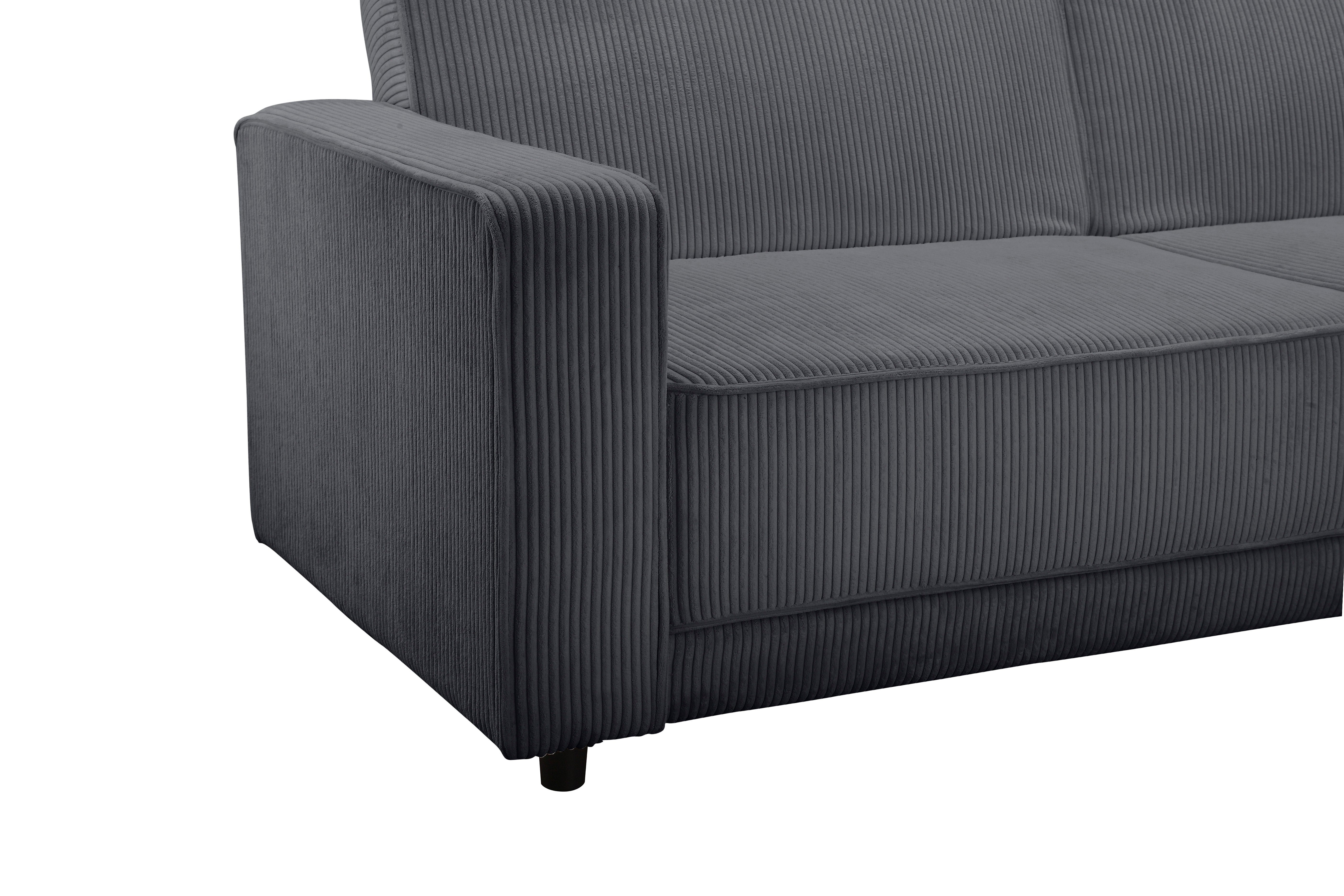 Dorel Home 3-zitsbank Allie slaapbank 225 cm Slaapbank functie (108/190cm), trendy ribfluweel of onderhoudsvriendelijk velours