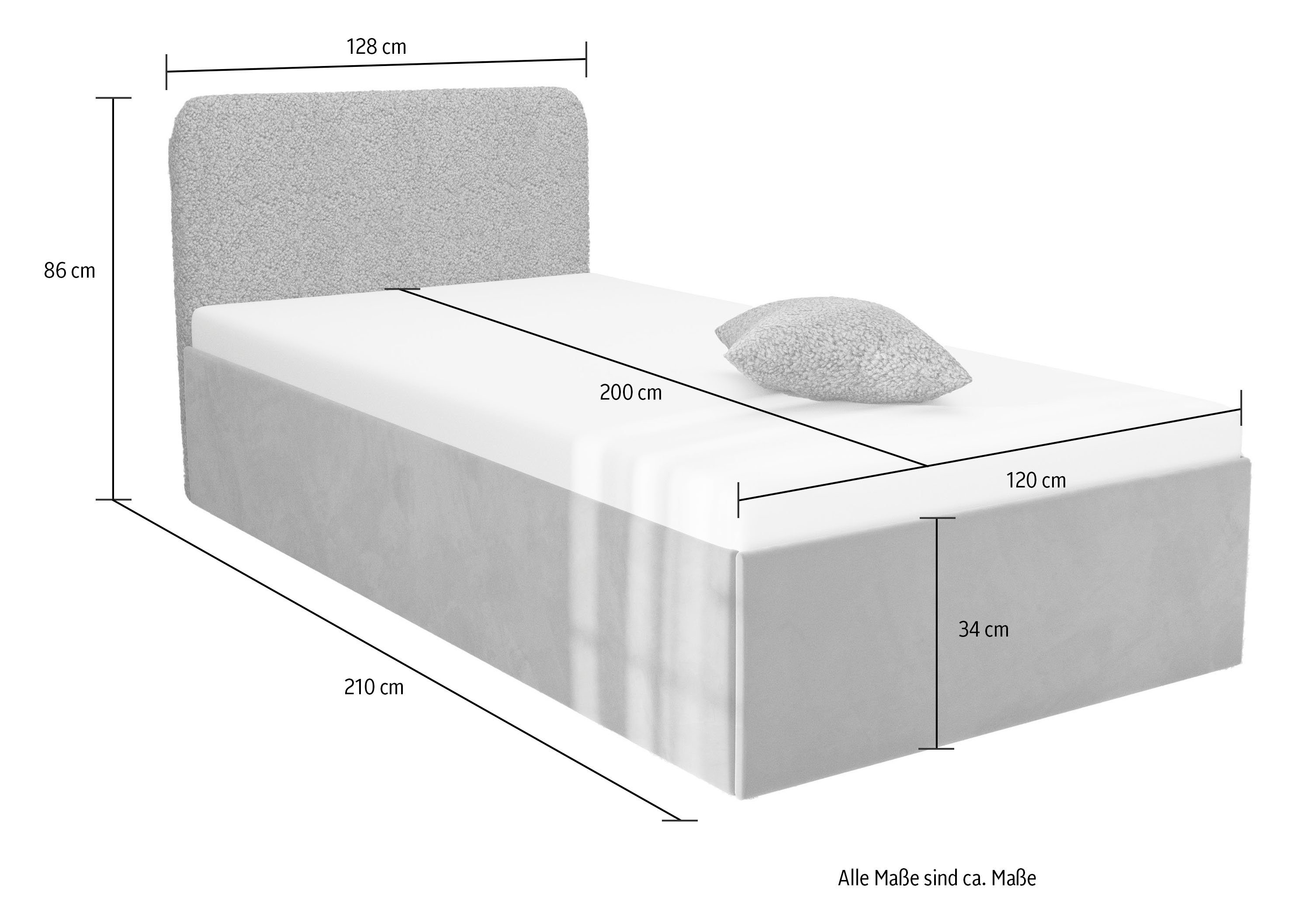 Westfalia Polsterbetten Gestoffeerd bed Shawn bed verkrijgbaar in twee verschillende hoogtes