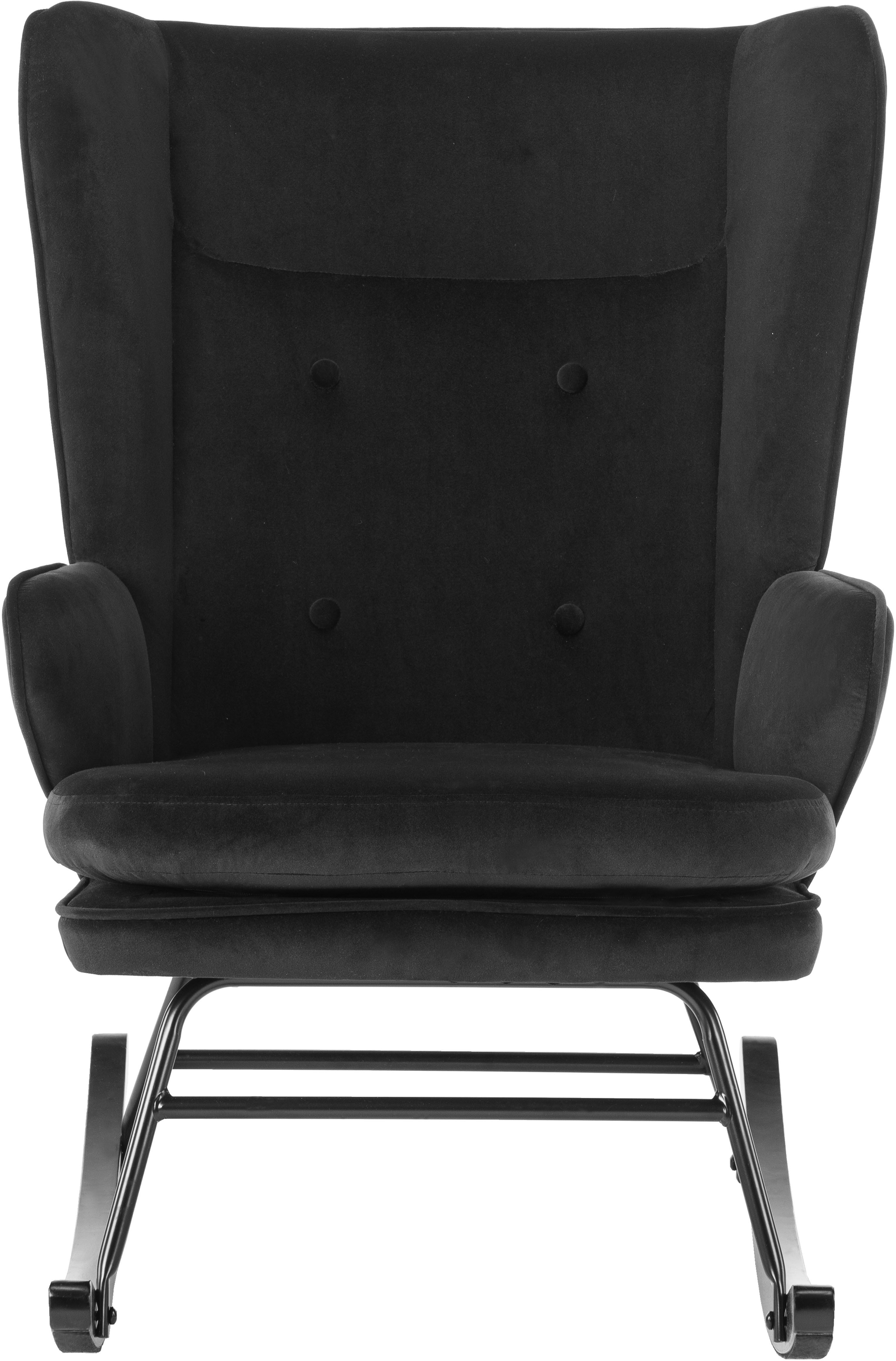 Kayoom Schommelstoel Melorie 125, metalen frame met houten slede Schommelstoel, decoratieve knopen, metalen frame met houten slede (1 stuk)
