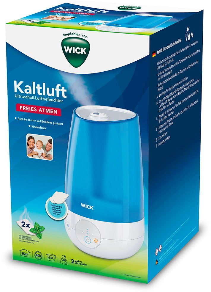 WICK Luchtbevochtiger Ultrasoon-koudeluchtbevochtiger compatibel met de vapopads geurende...