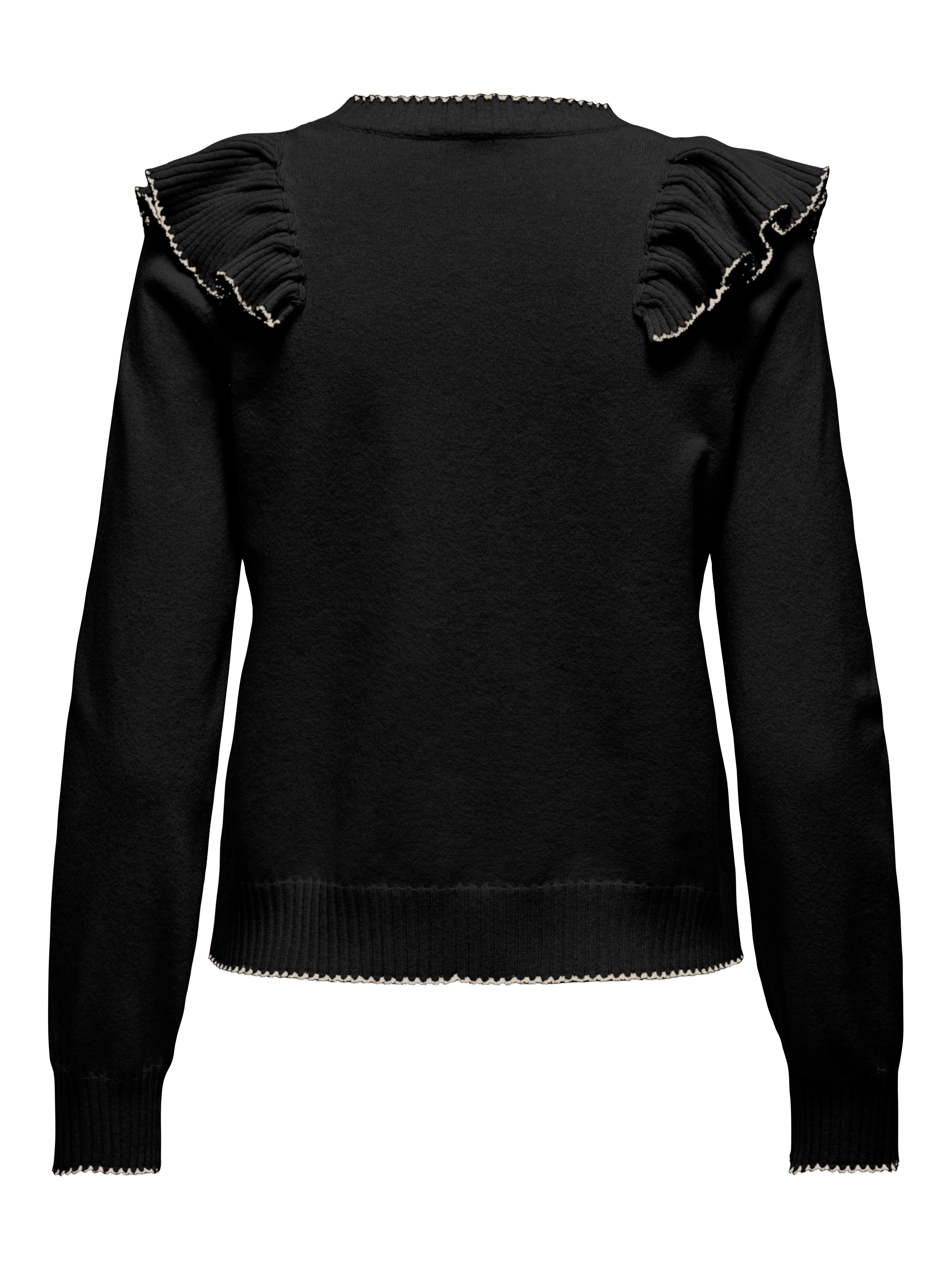 Only Gebreide trui ONLAMA LIFE LS O-NECK RUFFLE CC KNT