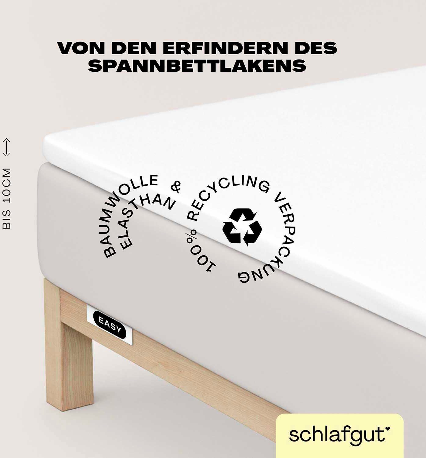 Schlafgut Hoeslaken EASY jersey elastaan topper (1 stuk) hoeslakens maat 120-130 cm x 200-220 cm wit