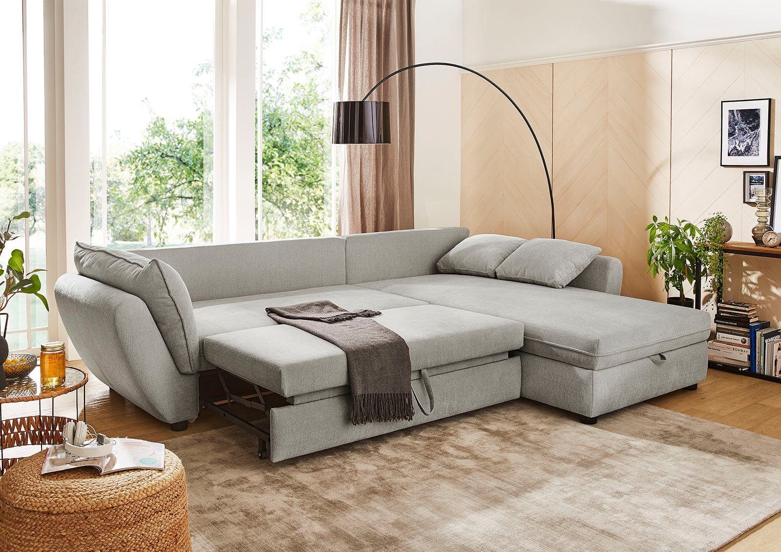 Jockenhöfer Gruppe Hoekbank Jerez L-vorm met bed- en relaxfunctie, opbergvak/bedlade, golfvering, ottomane