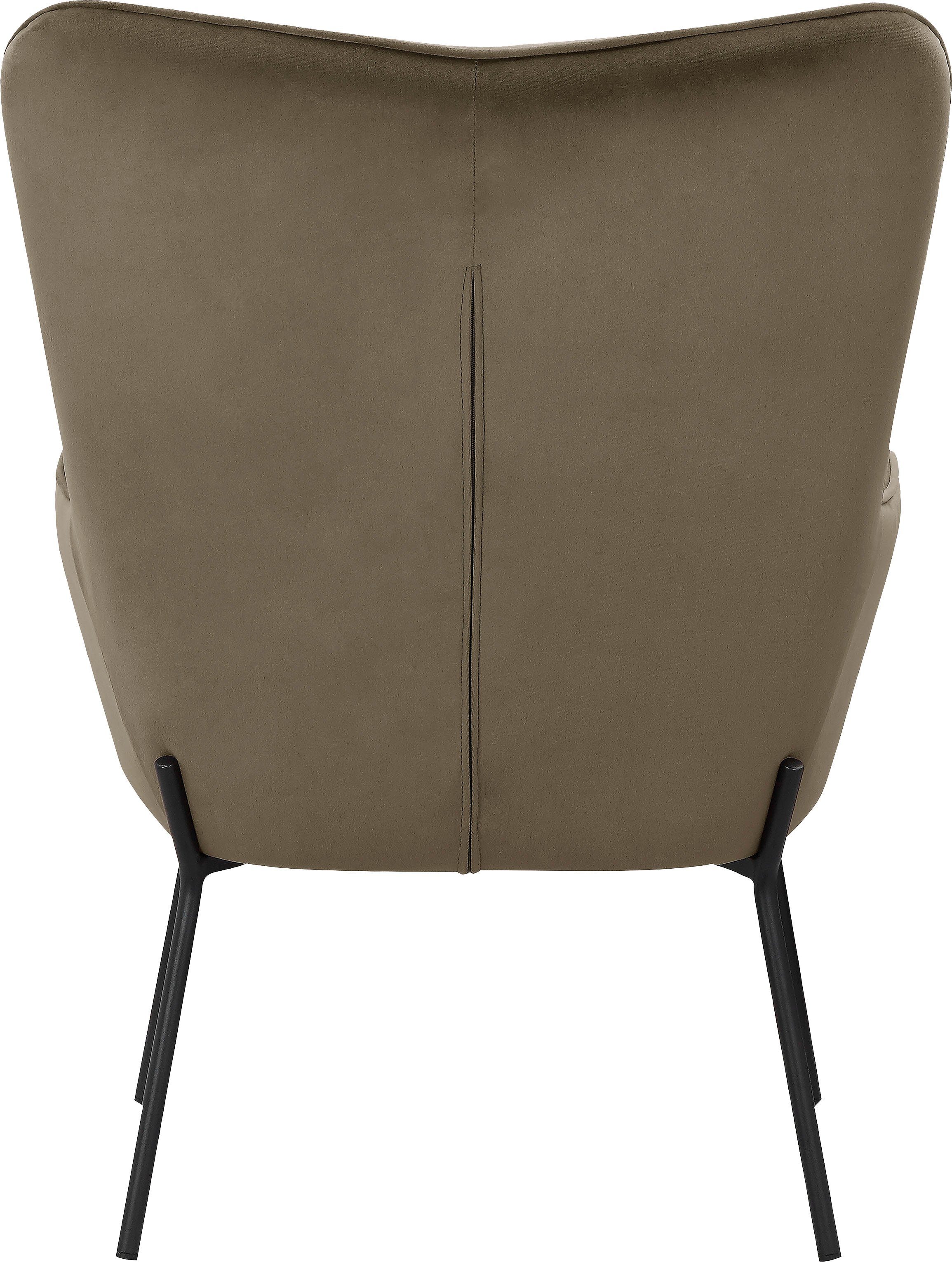 OTTO products Loungestoel Luukas, ovale stoel met metalen poten Stof gerecycled polyester, zacht verdikte zitting en rugleuning, zithoogte 46 cm (1 stuk)
