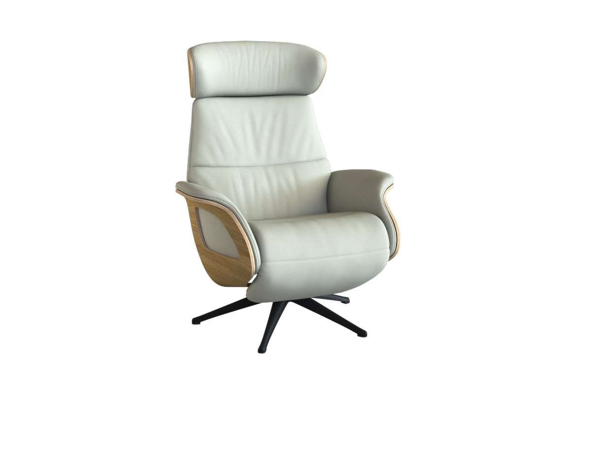 FLEXLUX Relaxfauteuil Clement praktische elektrische fauteuil Maat M, elektrische rug- en voetensteun, accu, armleuning Eiken, zwarte poot