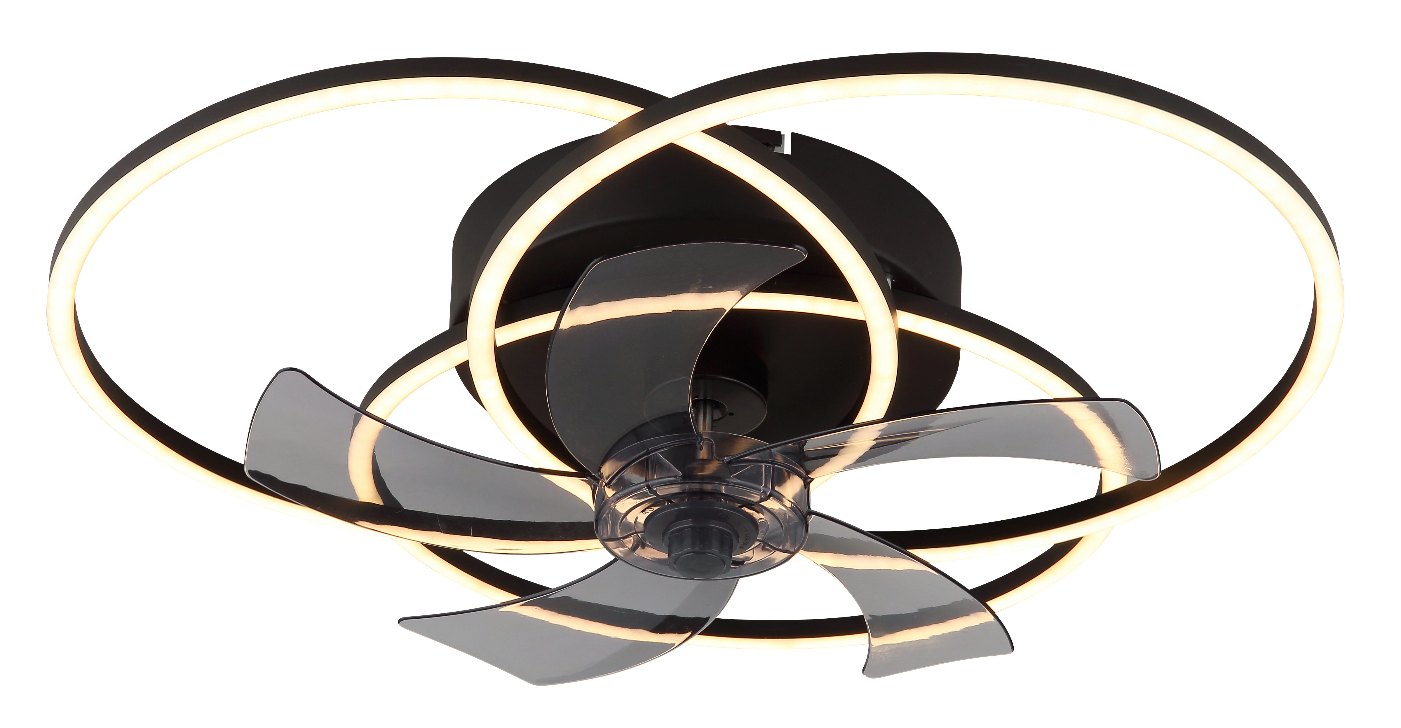 Globo Lightning Plafondlamp Alia Plafondventilator metaal zwart mat, LED (1 stuk)