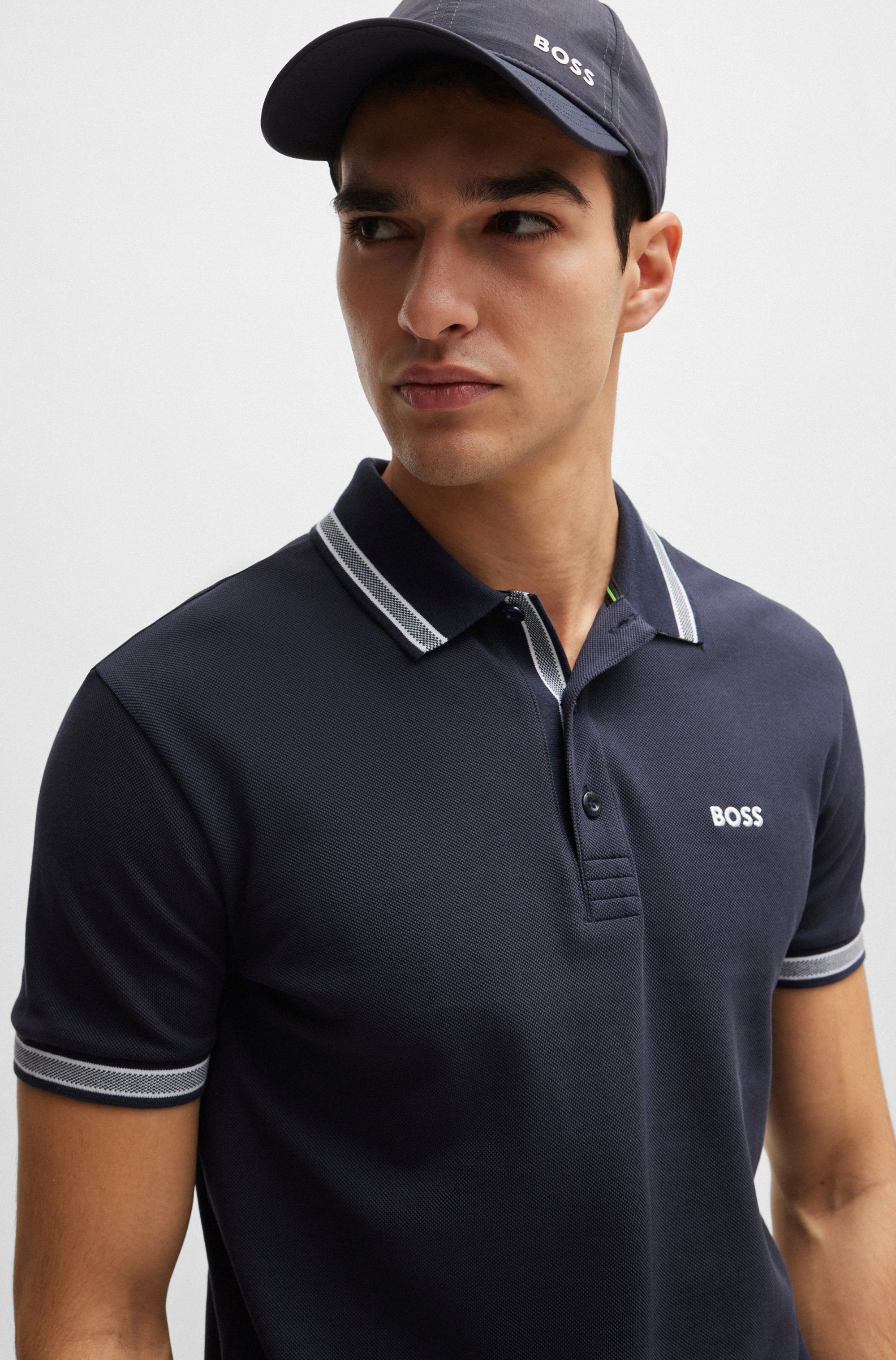 BOSS GREEN Poloshirt PADDY met contrasterende strepen aan de kraag