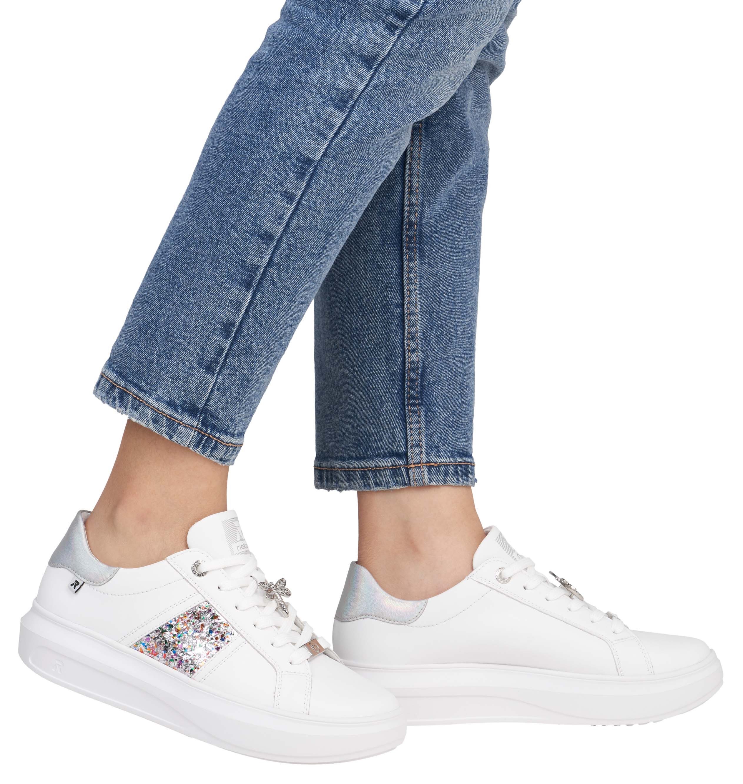 RIEKER Sport Plateausneakers met stijlvolle metallic-details, vrijetijdsschoen, lage schoen, veterschoen