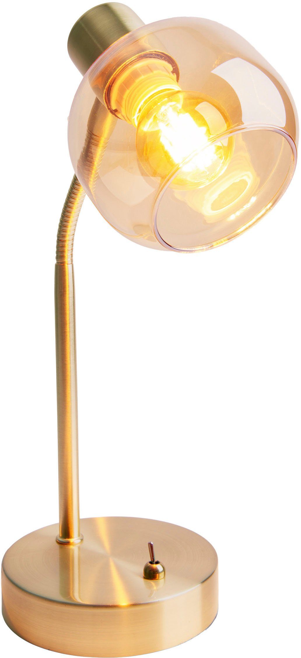 näve Tafellamp LIBBY 1-arm flexibel verstelbare glazen kap in amber getint excl. 1xe14 (1 stuk)