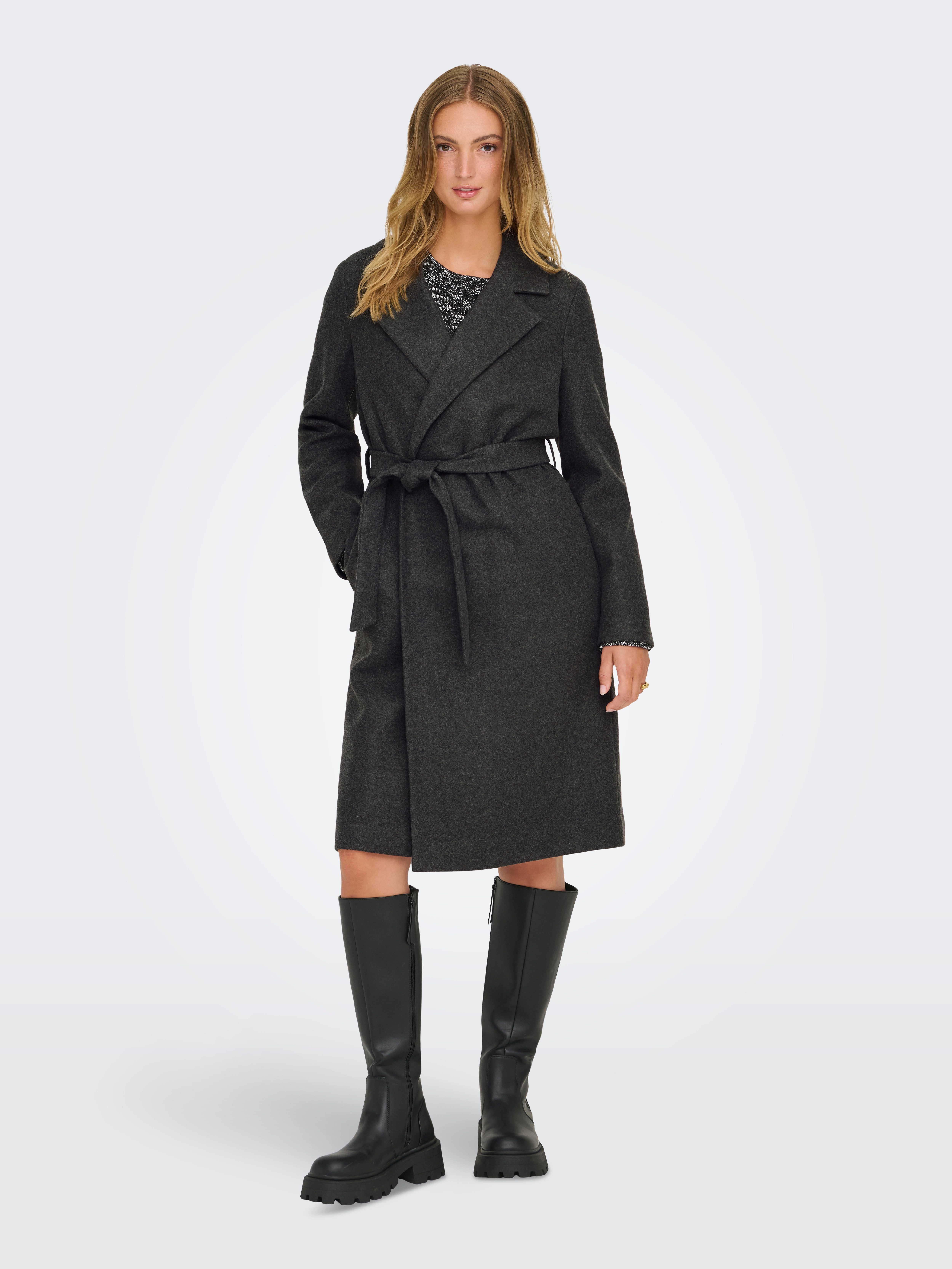 Only Lange jas ONLALVILDA LIFE WRAP COAT OTW