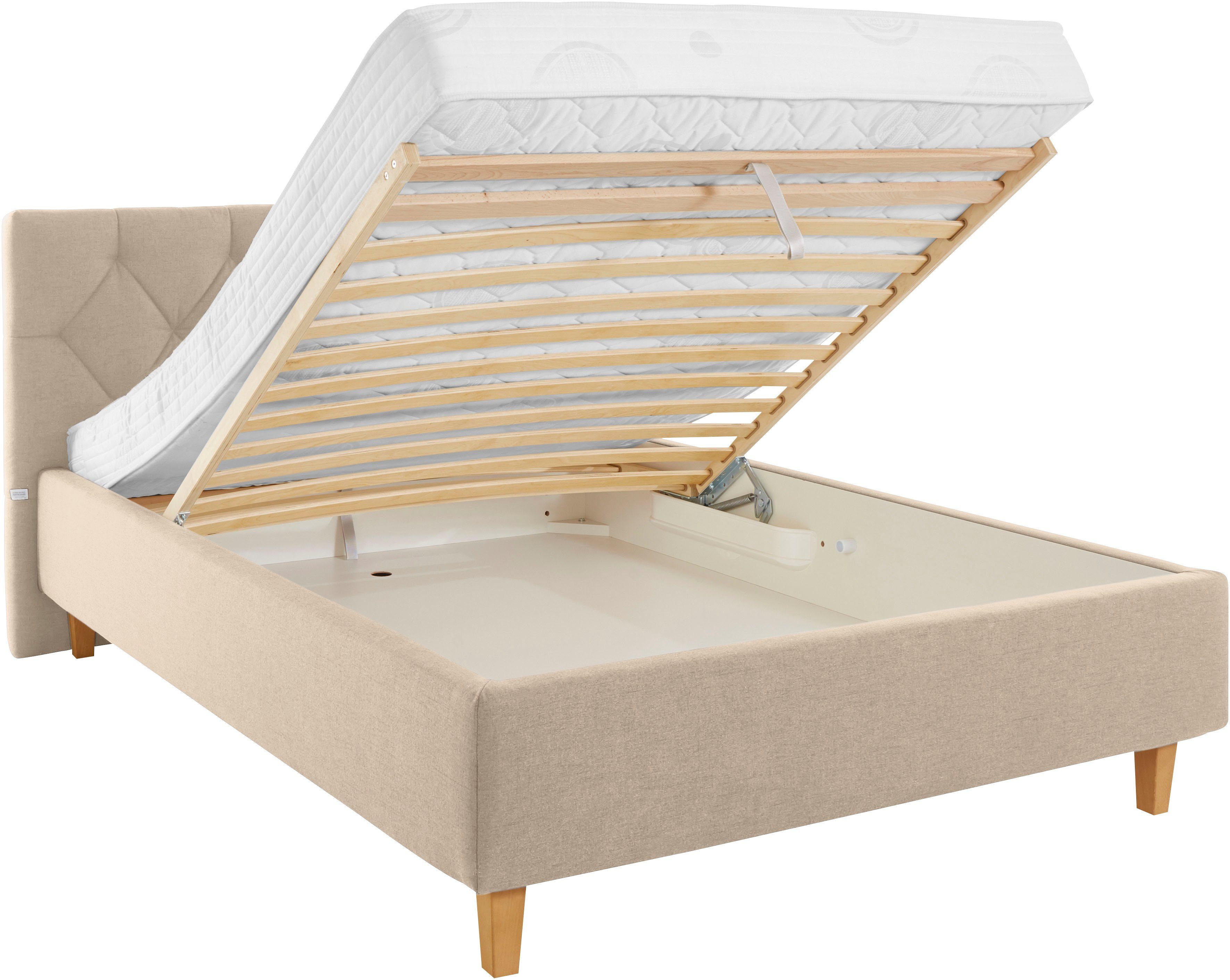 Guido Maria Kretschmer Home&Living Gestoffeerd bed Sunley 100 Kruisstiksel, hoofdbordhoogte 102 cm, zonder of met matras/lattenbodem