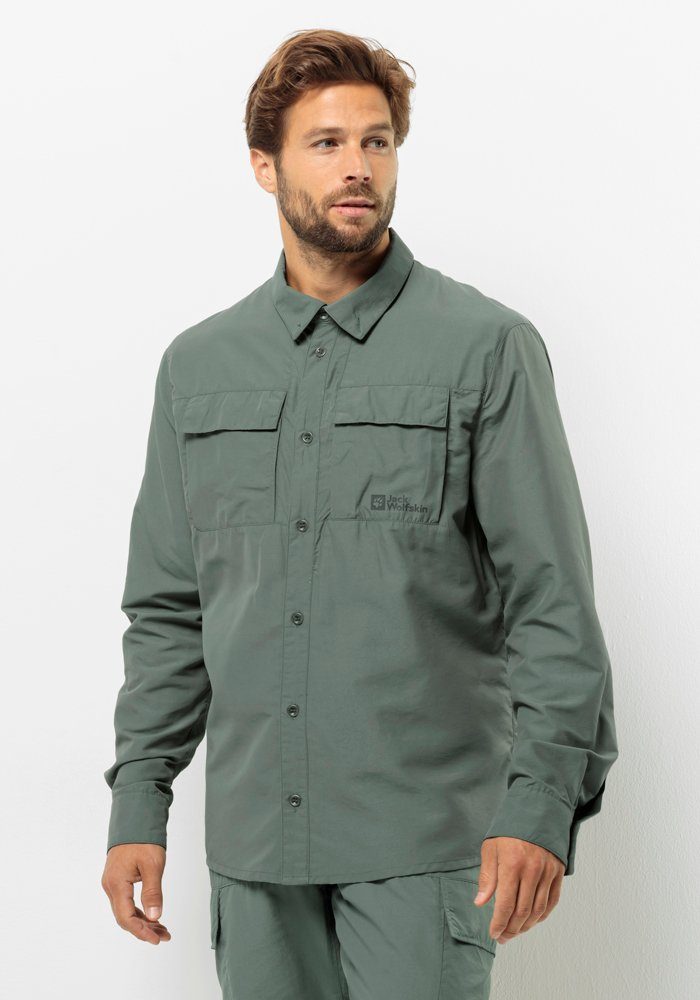 Jack Wolfskin Barrier L S Shirt Men Overhemd met bescherming tegen muggen Heren 3XL hedge green hedge green