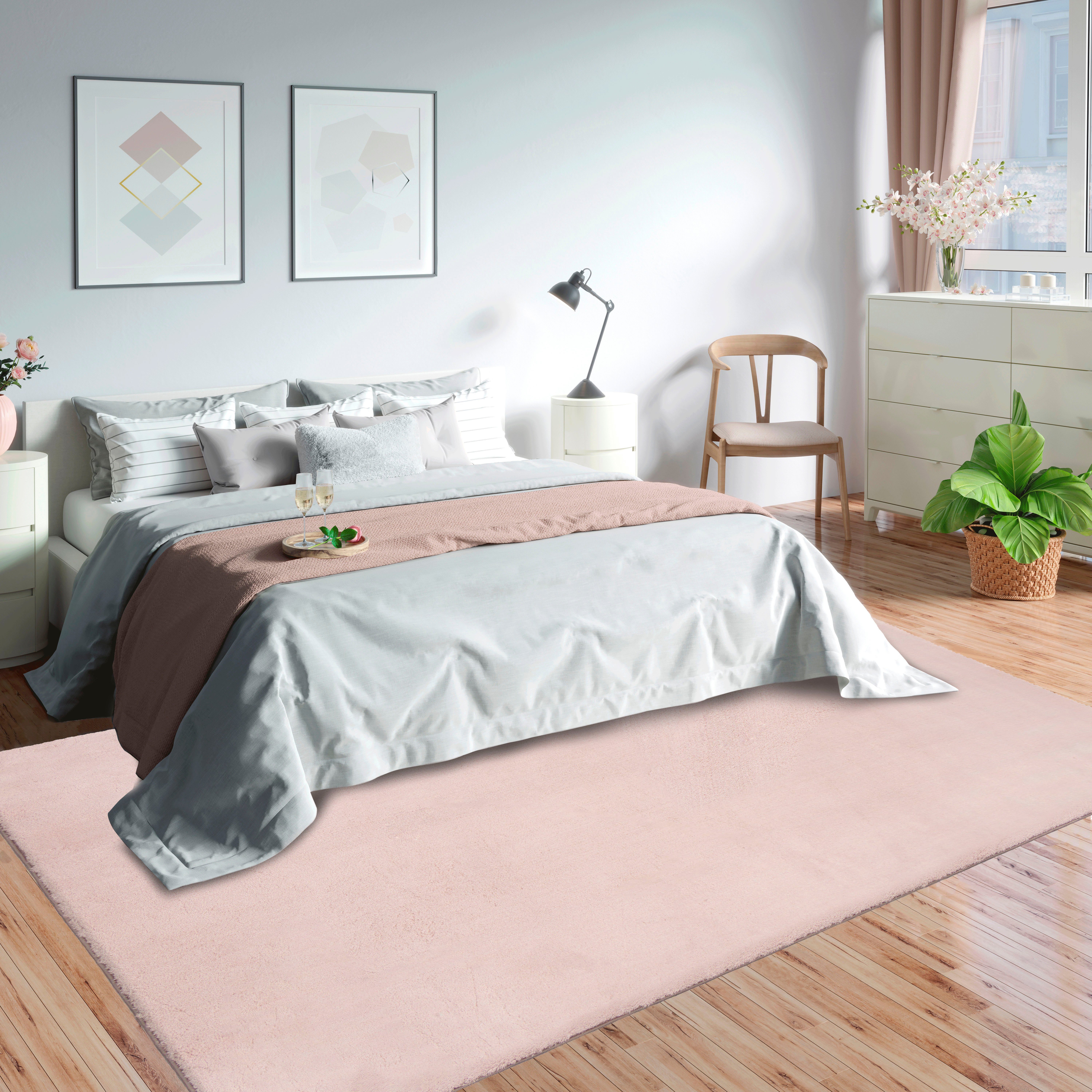 merinos Vloerkleed Loft 37, vloerkleed van imitatiebont zacht en knus, bont gevoel, anti-slip onderkant,