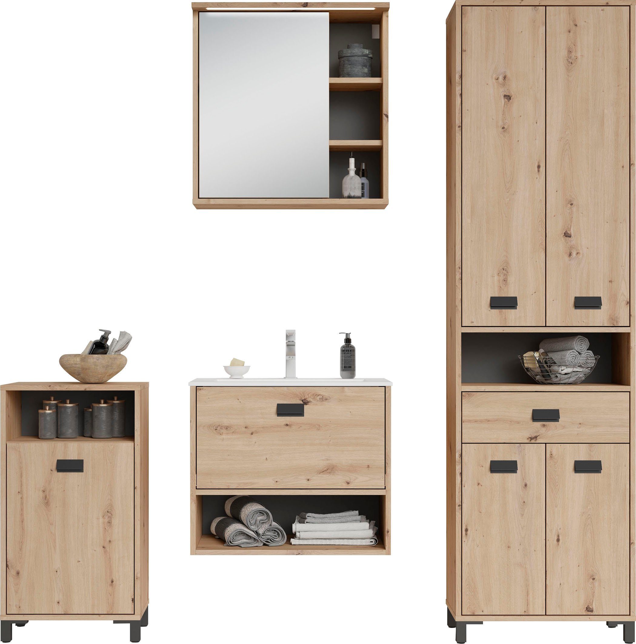 byLIVING Halfhoge kast Wellness met verstelbare legplank en open vak voor veel opbergruimte