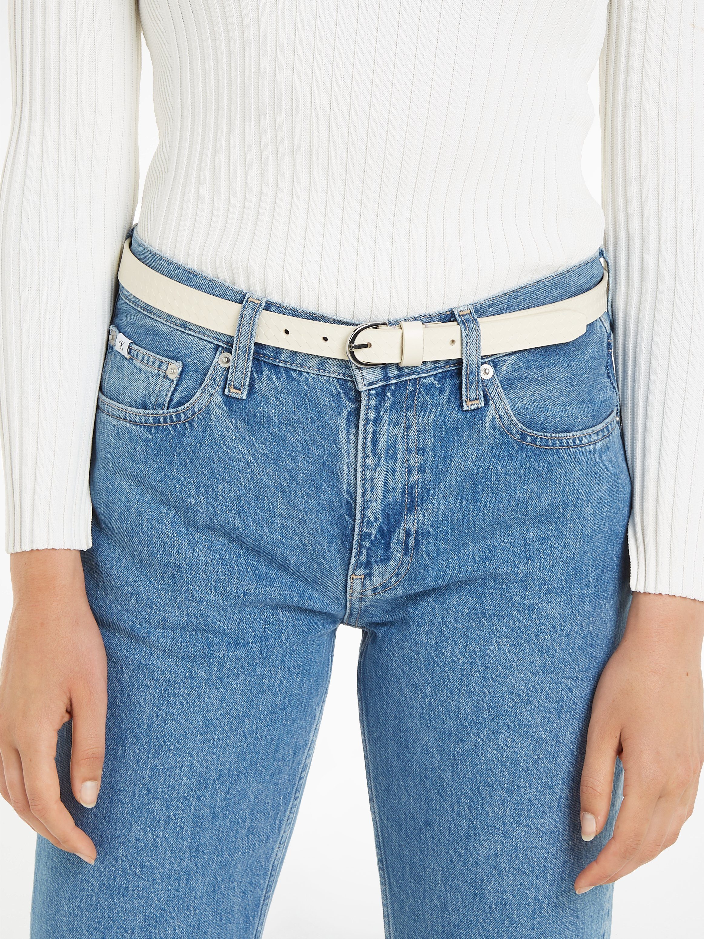 Calvin Klein Synthetische riem CALVIN MINI QUILT RND BUCKLE 2.0