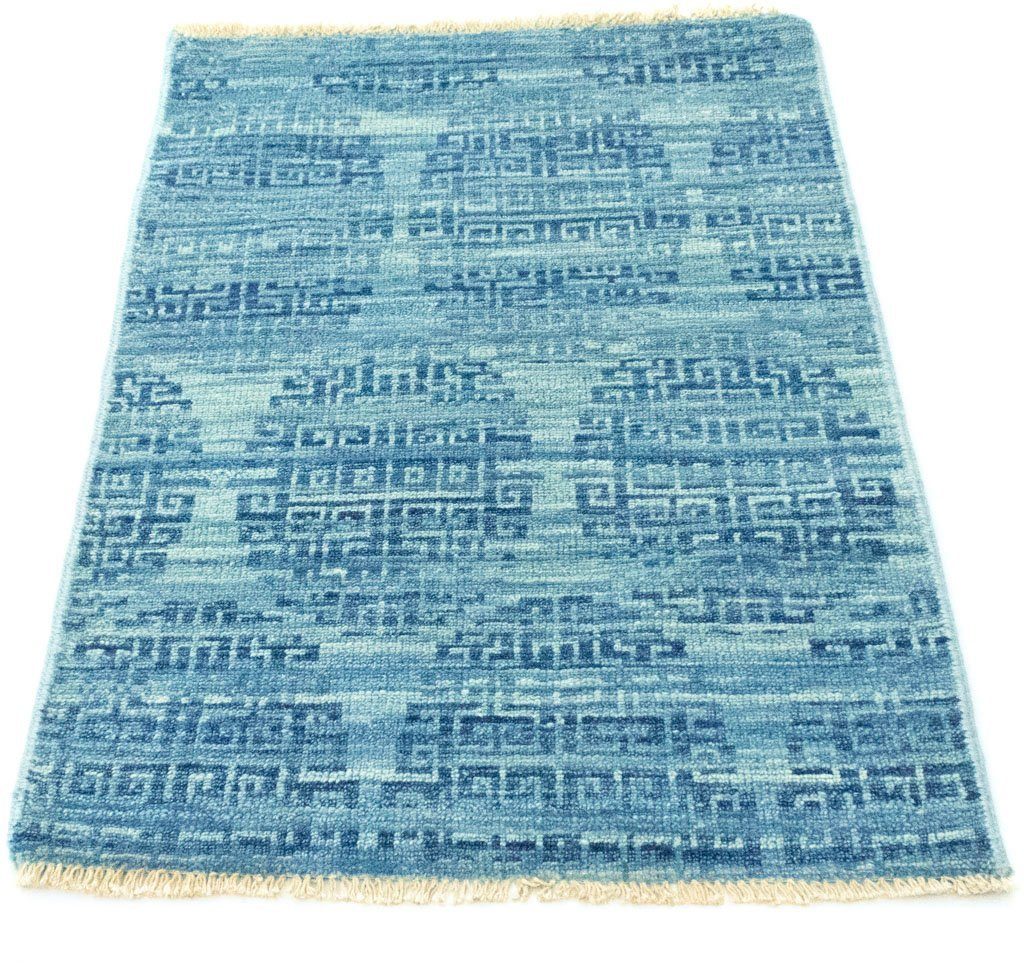 morgenland Wollen kleed Design-vloerkleed met de hand geknoopt blauw handgeknoopt