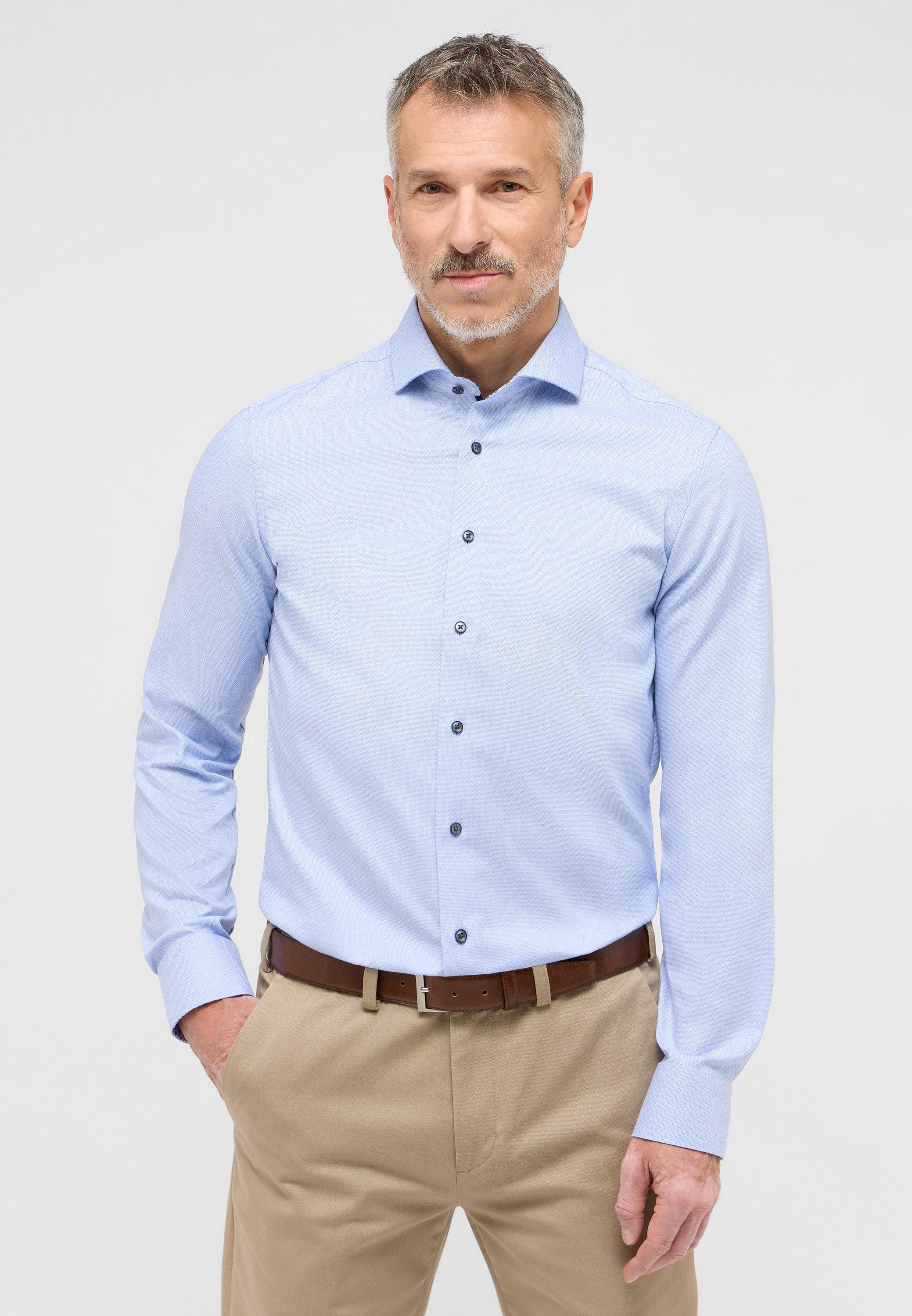 Eterna Overhemd met lange mouwen Slim fit NON IRON (strijkvrij) heren overhemden maat 38 blauw