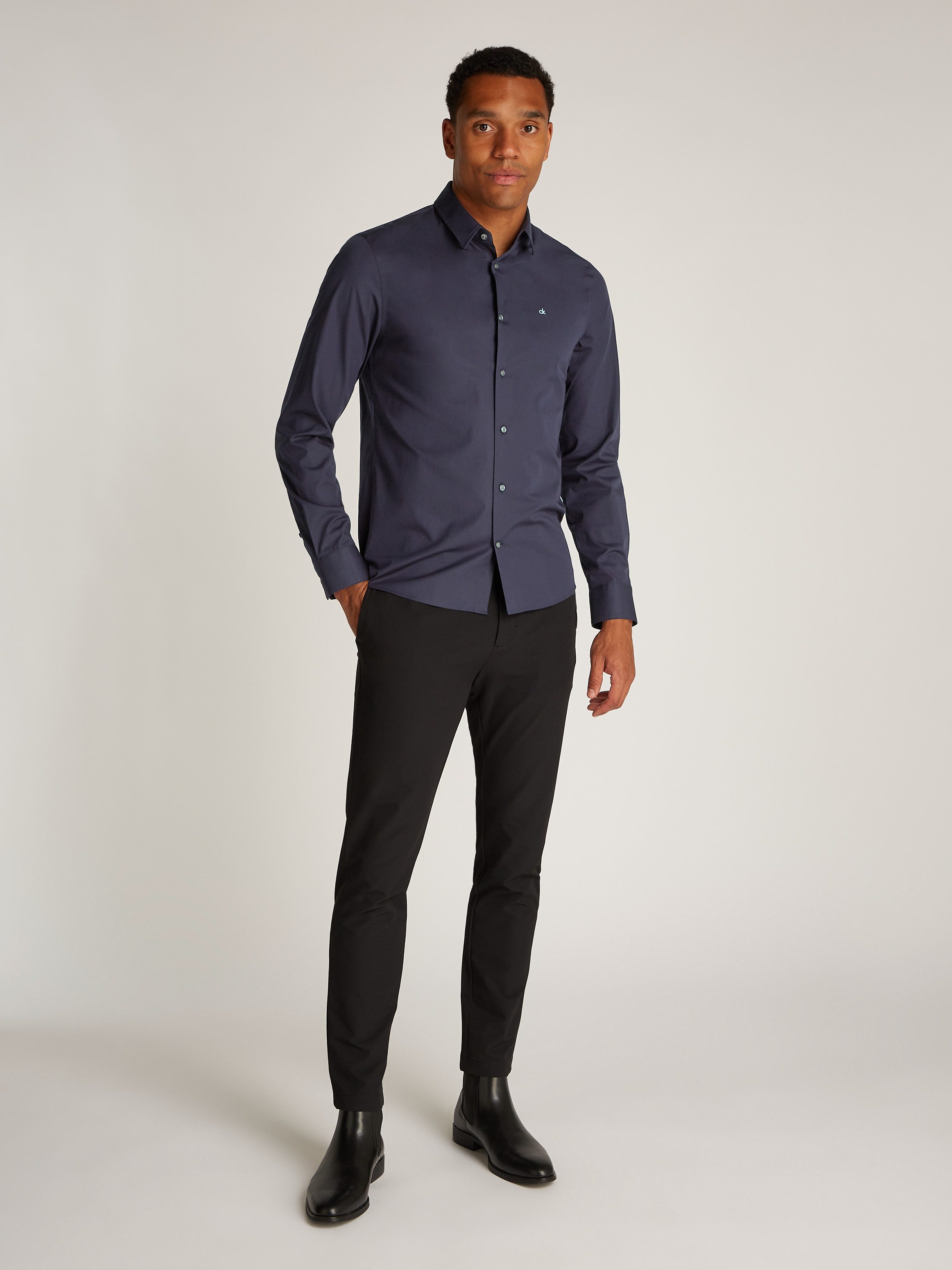 Calvin Klein Overhemd met lange mouwen SLIM FIT STRETCH POPLIN