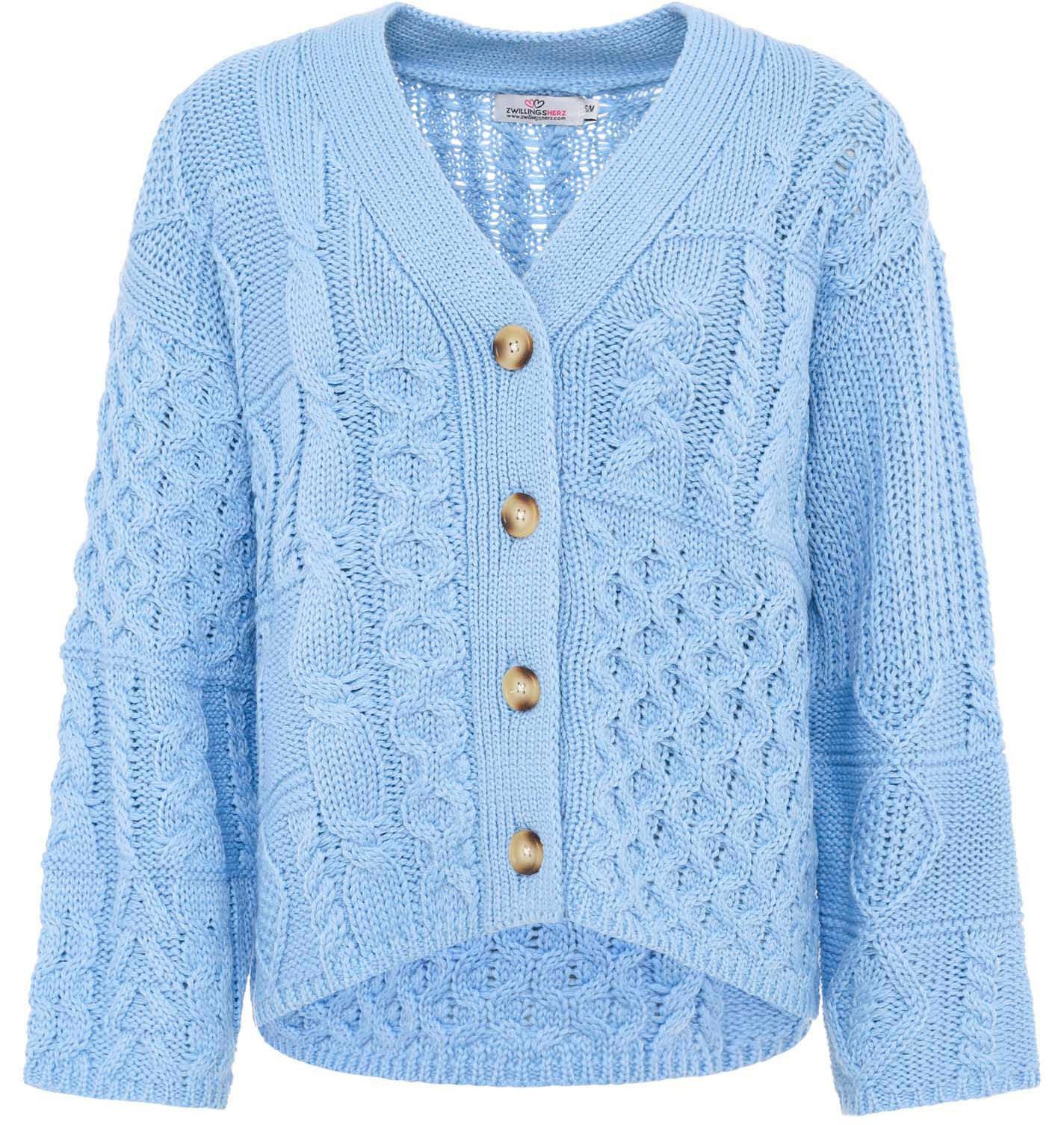 Zwillingsherz Cardigan "vlechtbrei" met knoopsluiting en wolpercentage