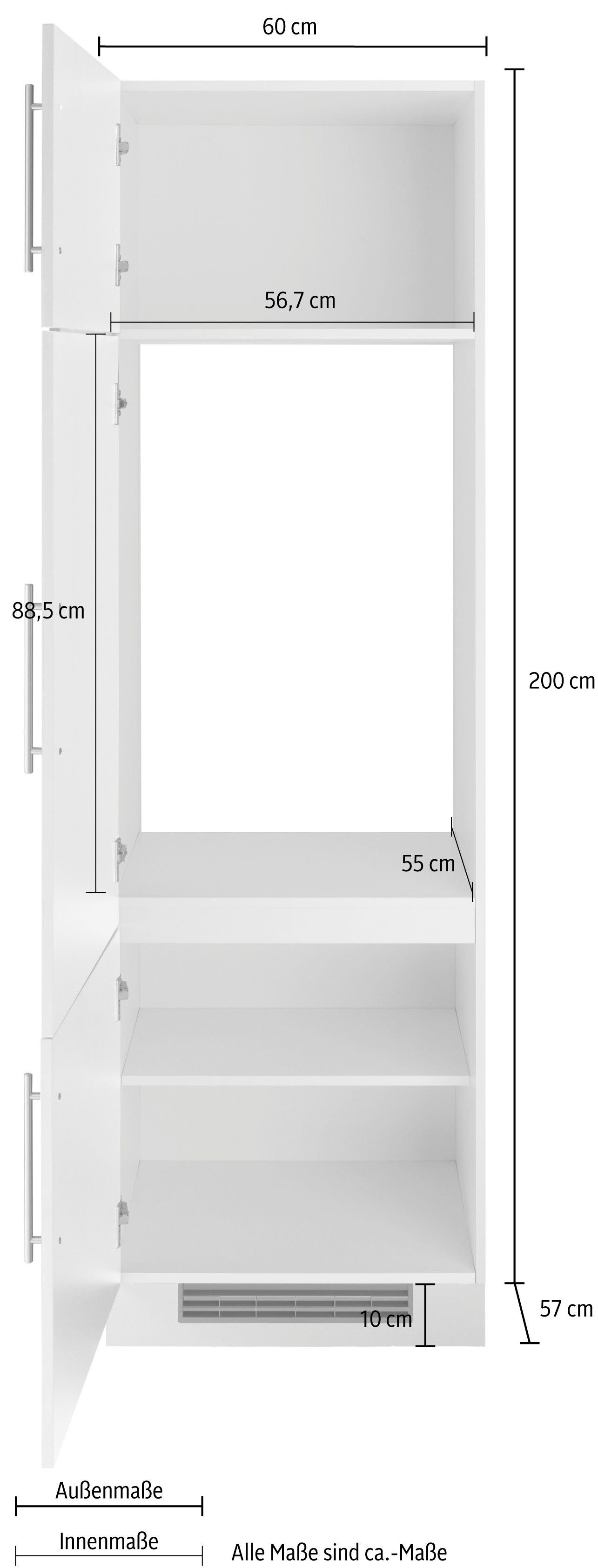wiho Küchen Koelkastombouw Cali 60 cm breed, zonder e-apparaat