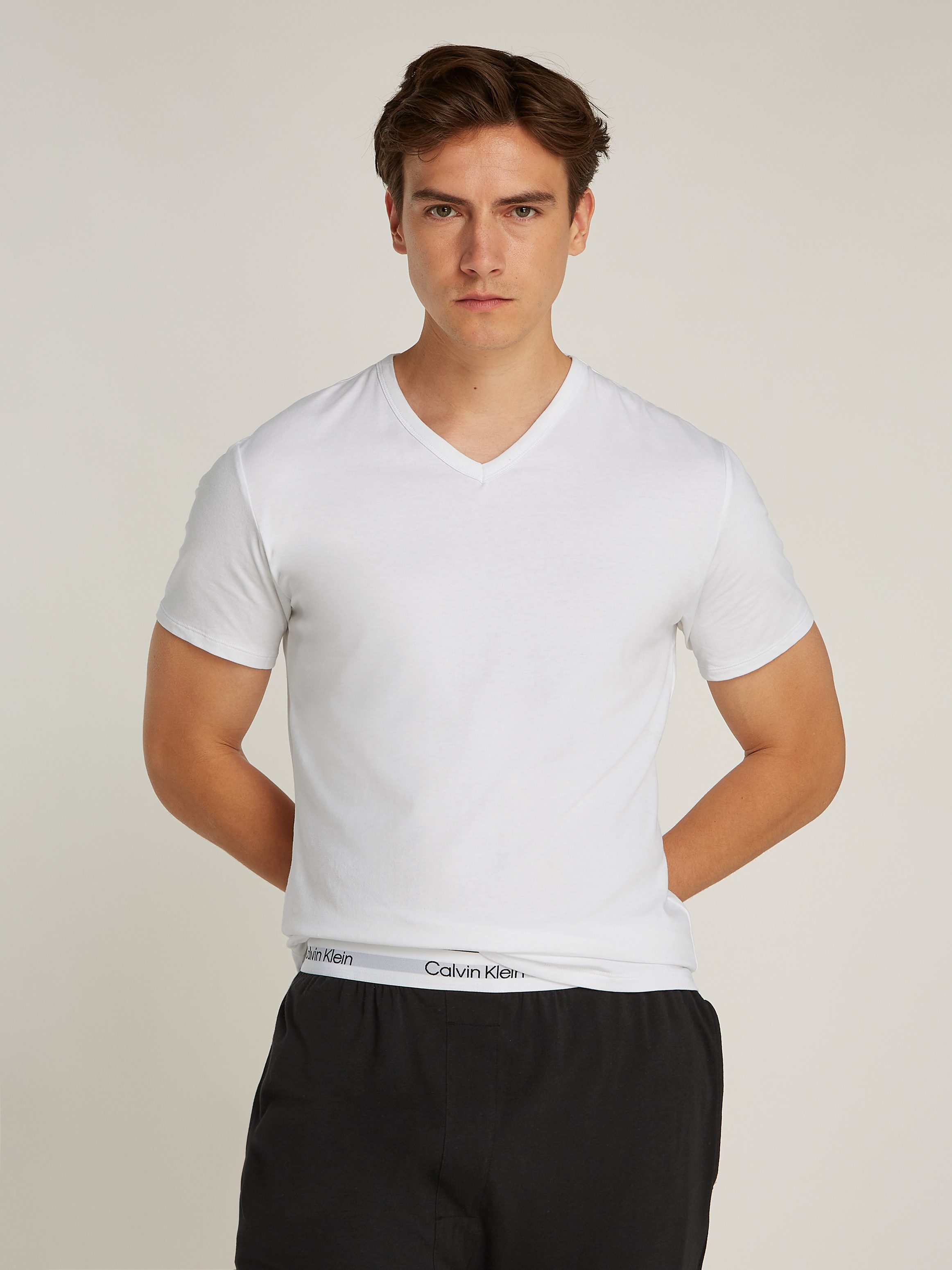 Calvin Klein T-shirt S/S V NECK 3PK met logo aan de zoom (3-delig, Set van 3)