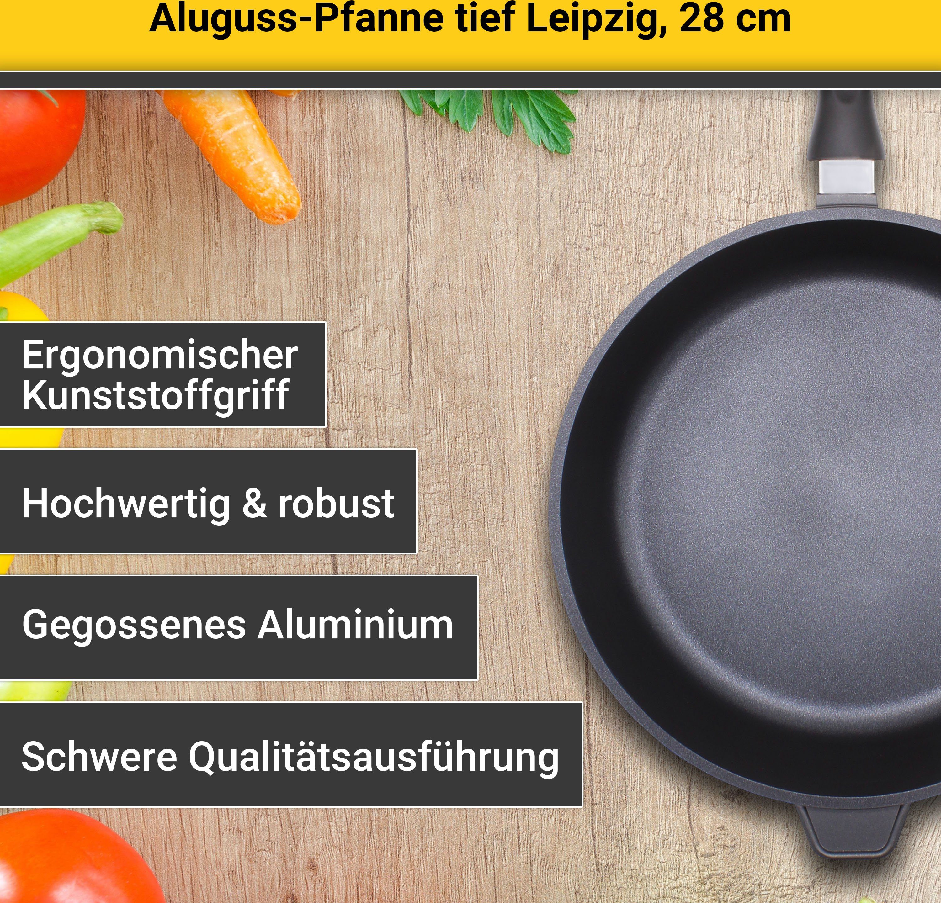 Krüger Koekenpan Alugietpan diep LEIPZIG hoogwaardige anti-aanbaklaag, diepe uitvoering (1-delig)