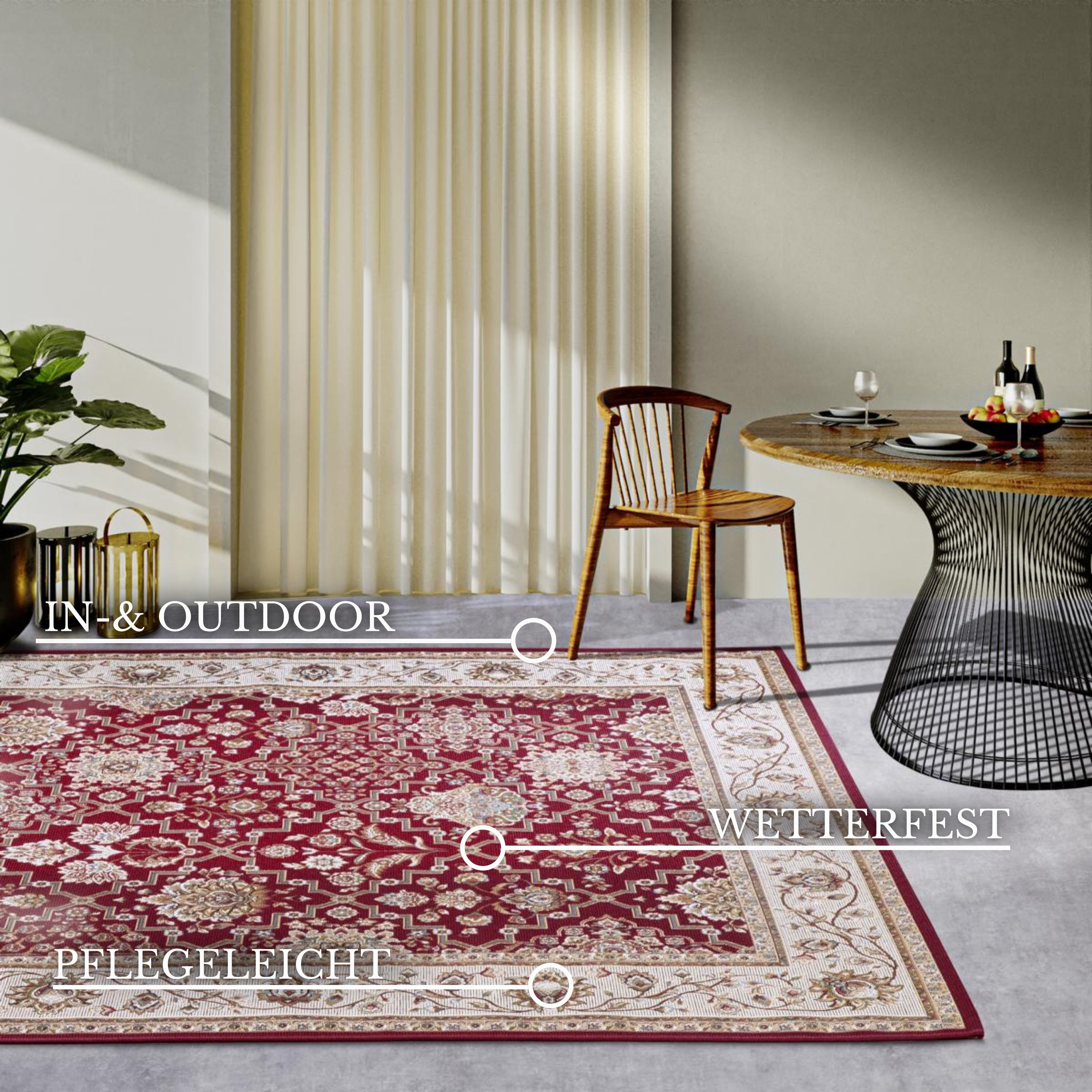 Villeroy & Boch Outdoorkleed Pierre Buiten, vlakweefsel, weerbestendig, balkon, tuin, klassiek, terras