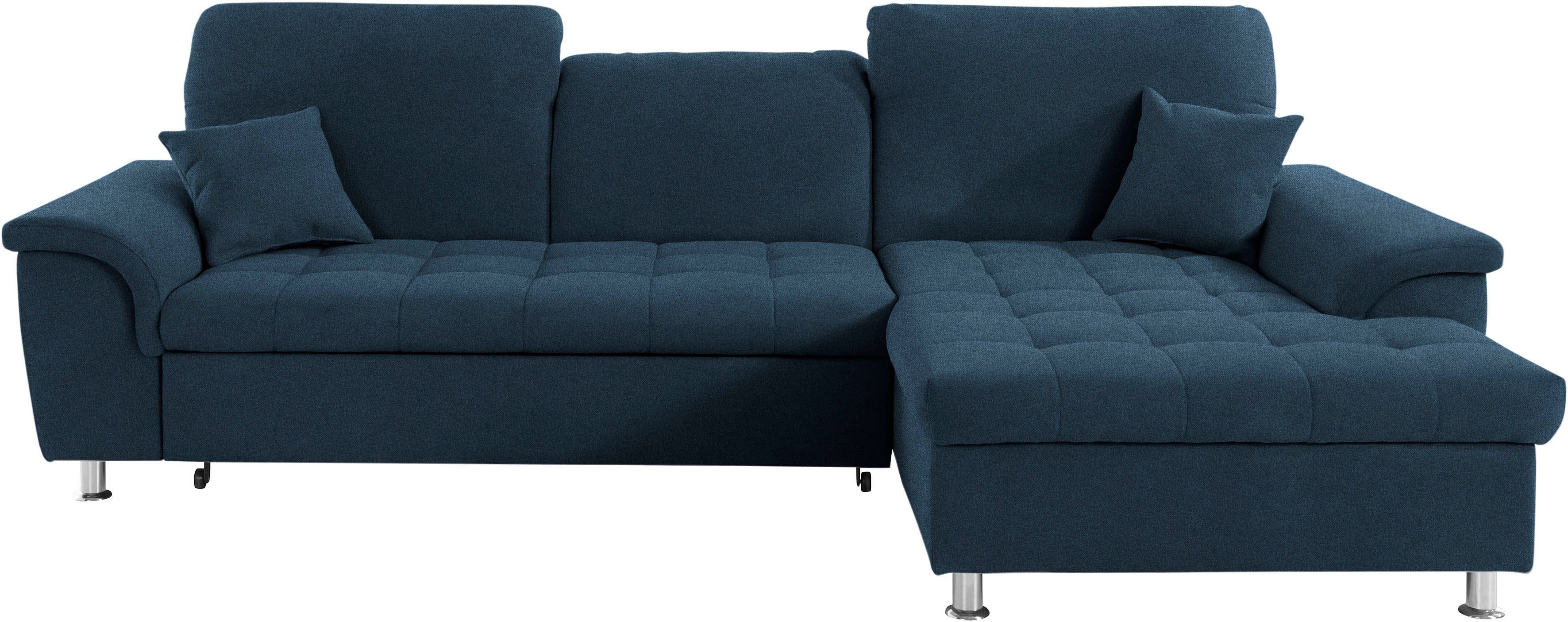 DOMO collection Hoekbank Franzi, zeitlos und elegant, moderne Sitzheftung, L-Form naar keuze met verstelbare hoofdsteun (dan diepte: 170 cm)