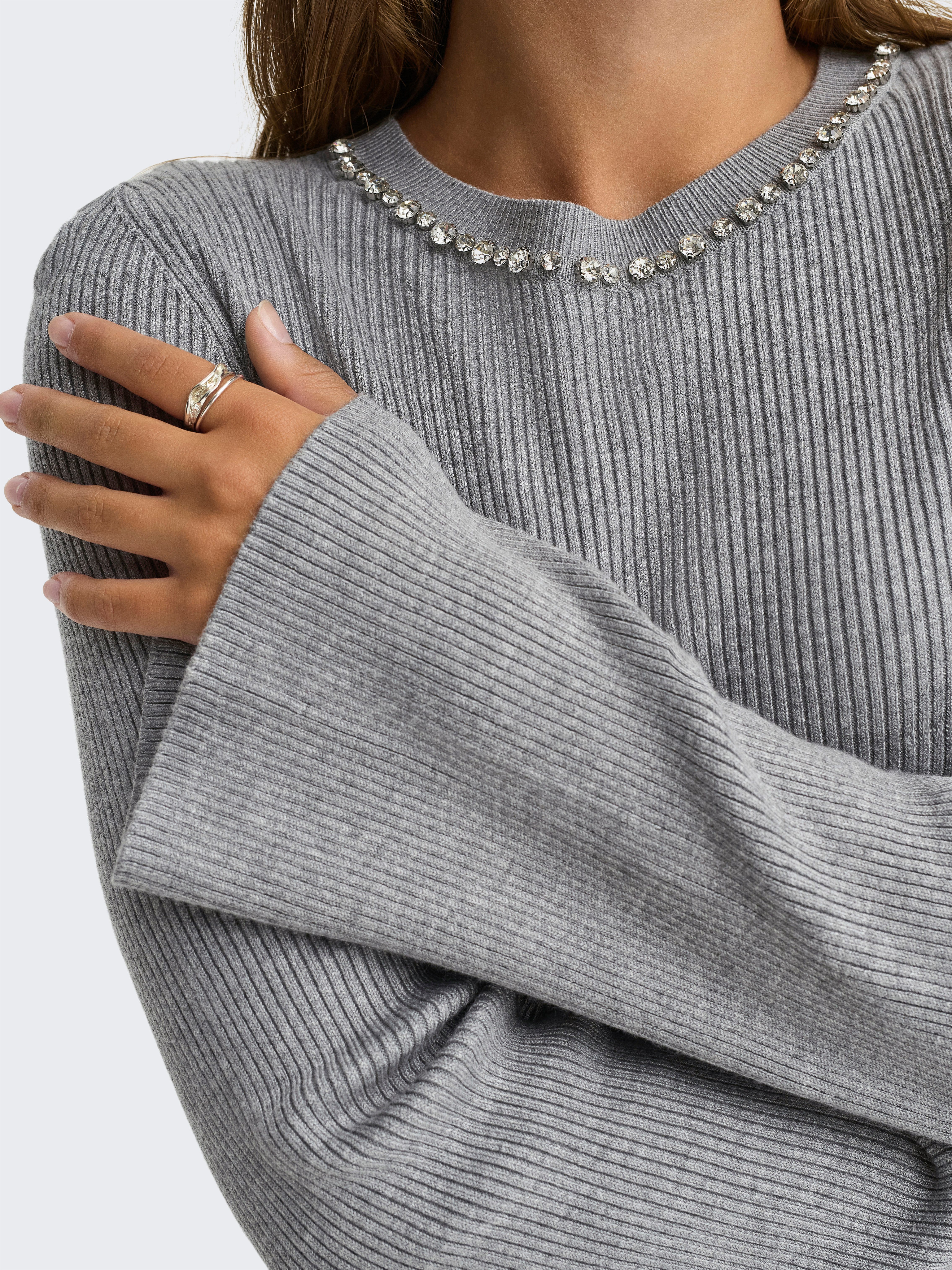 Only Trui met ronde hals ONLNATASCHA LS BLING O-NECK CC KNT