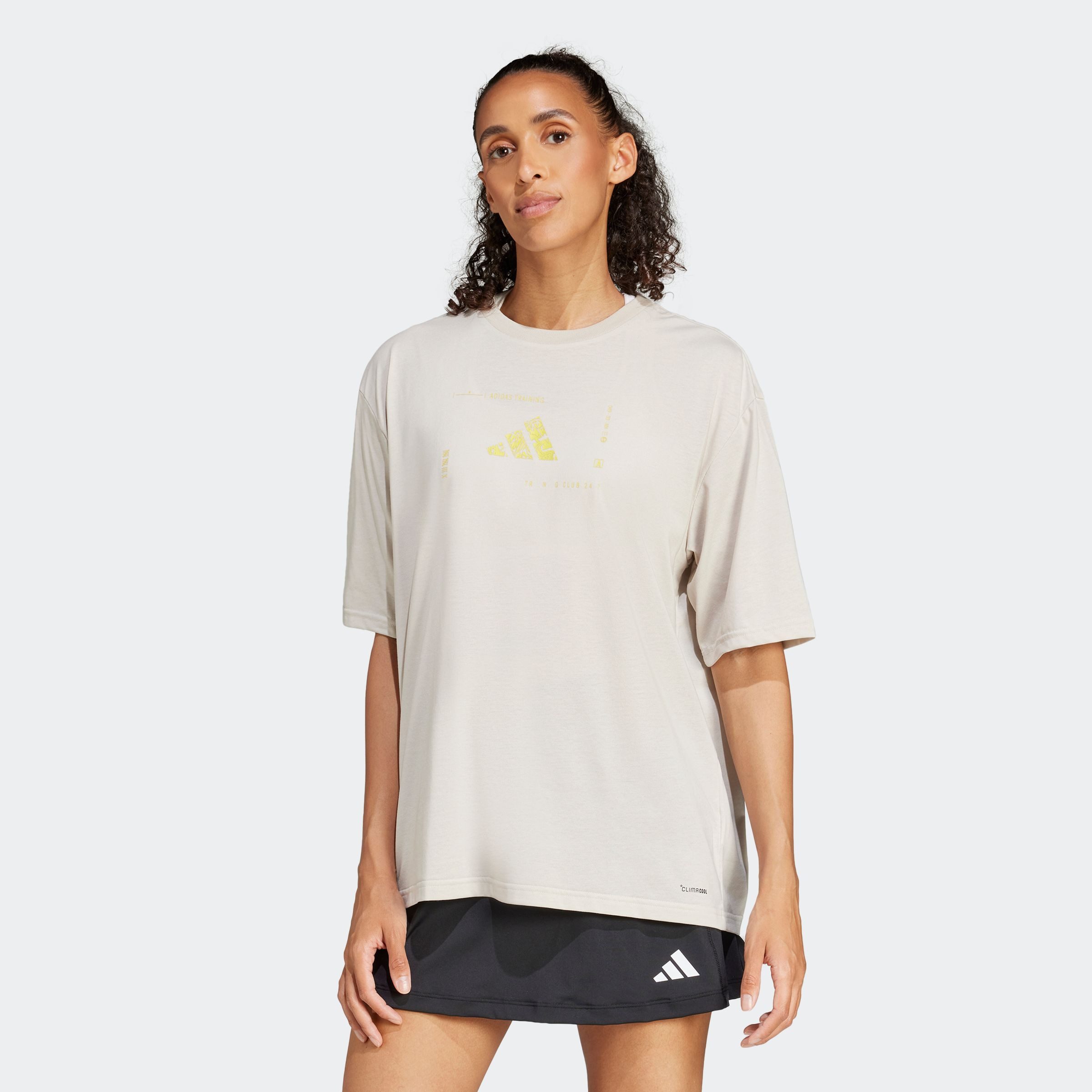 adidas Performance T-shirt W BOX LOGO G T dames tops maat XS grijs