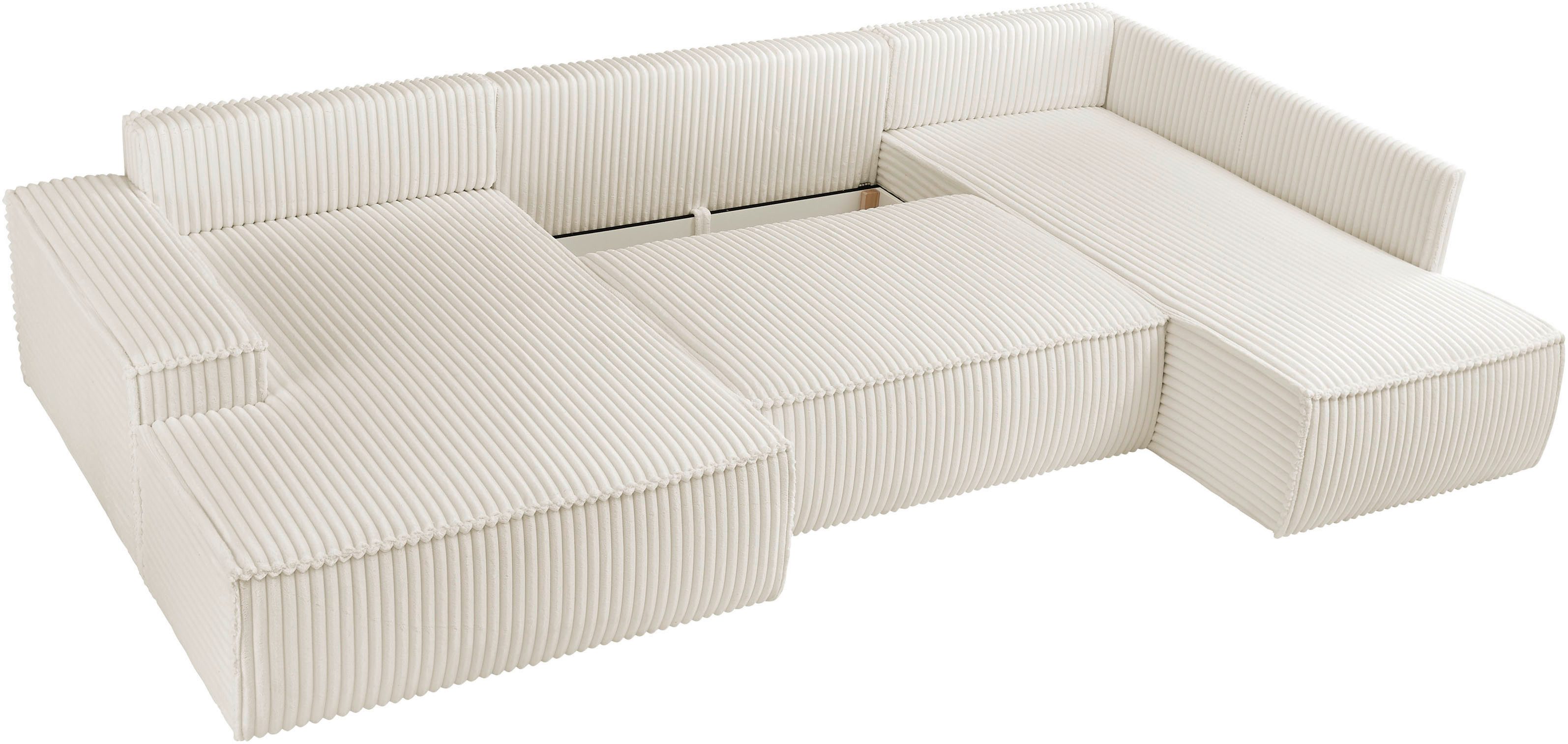 andas Zithoek FINNLEY U-model XXL 329 cm, bedbank, slaapfunctie m. bedkist