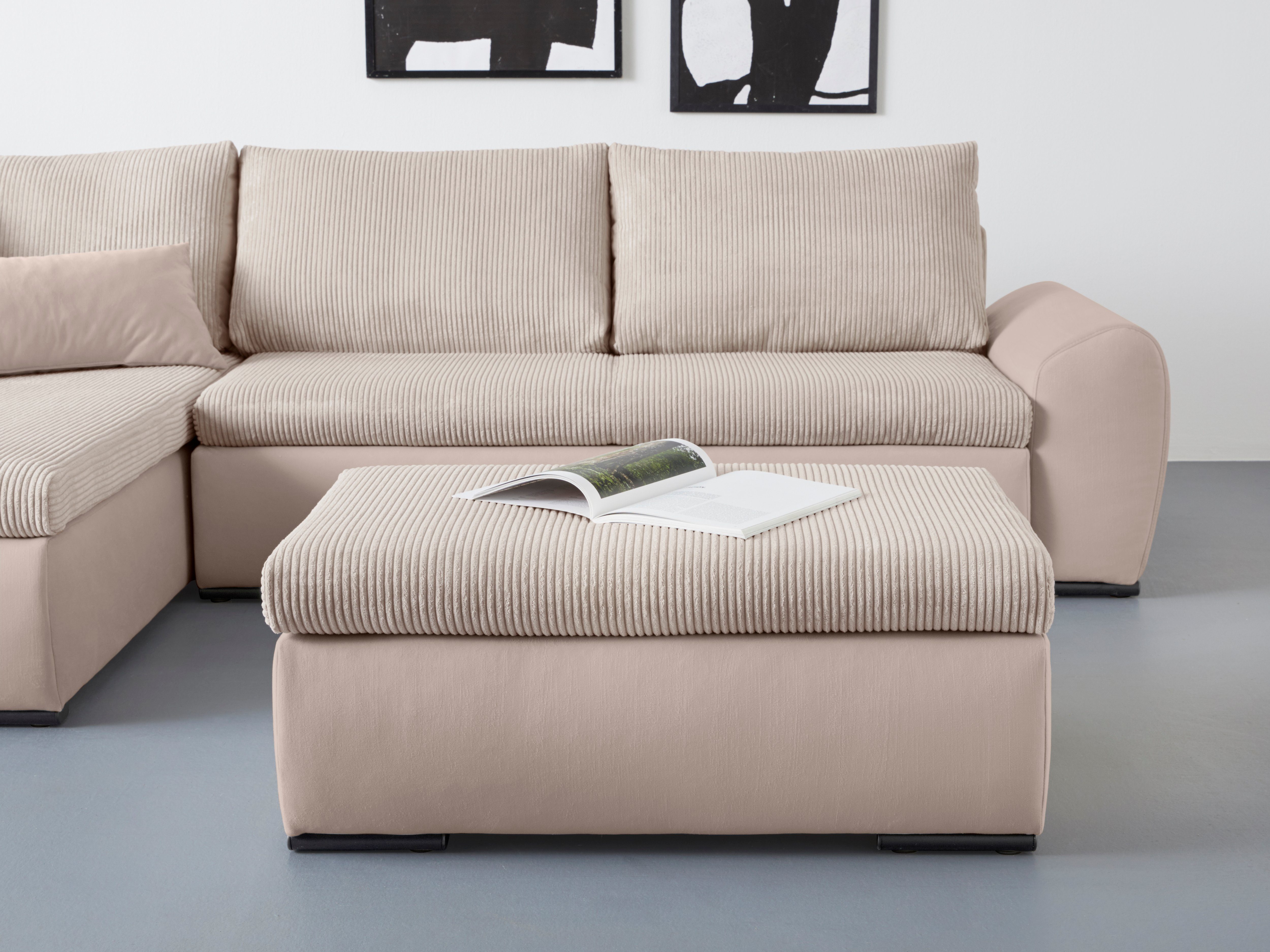 Home affaire Hocker Win met zwarte metalen poten, vrij plaatsbaar