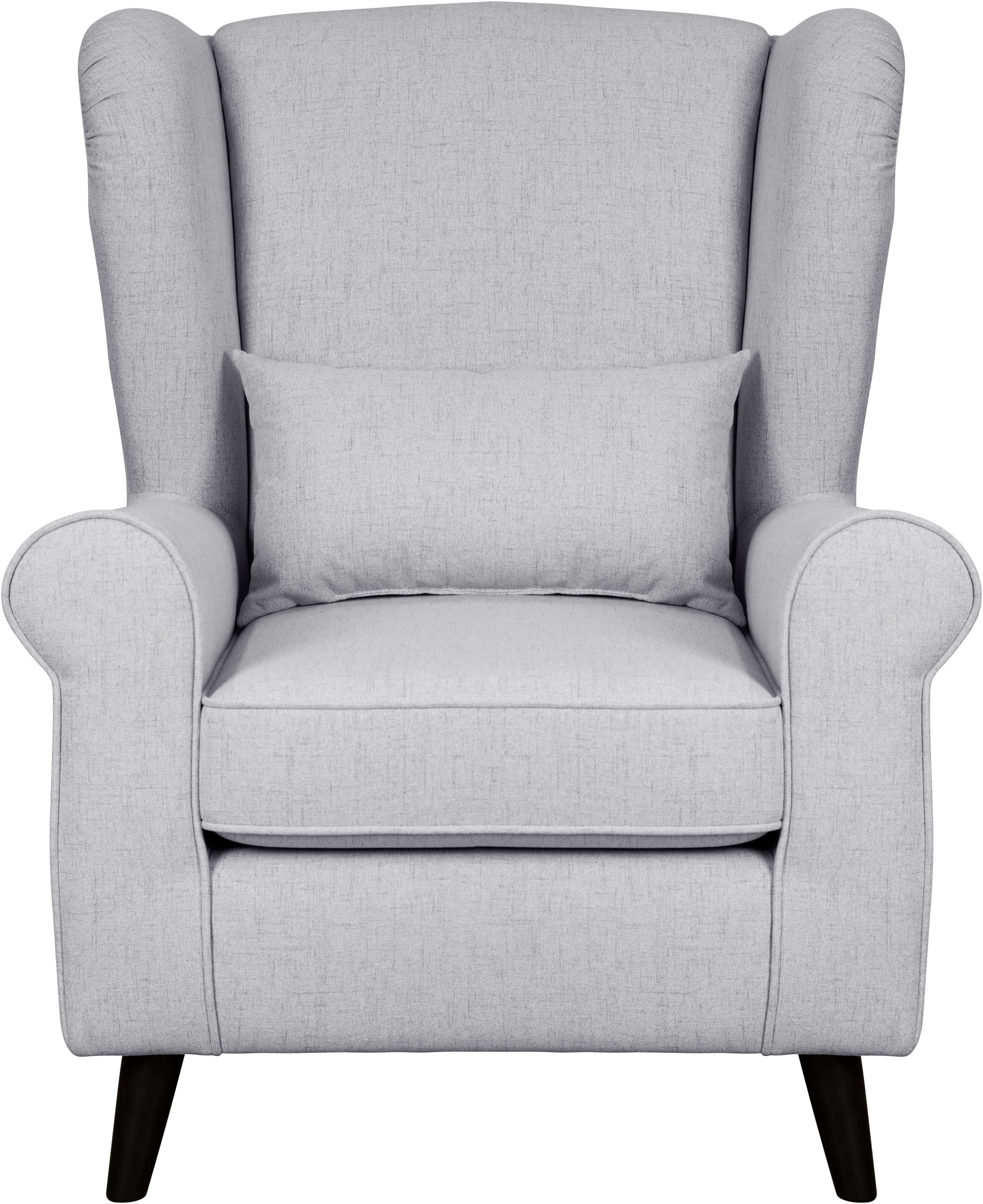 Home affaire Fauteuil Ohrensessel CHISTELLE, optioneel met poef met golfondersteuning, afmetingen: b/d/h: 81/87/99 cm