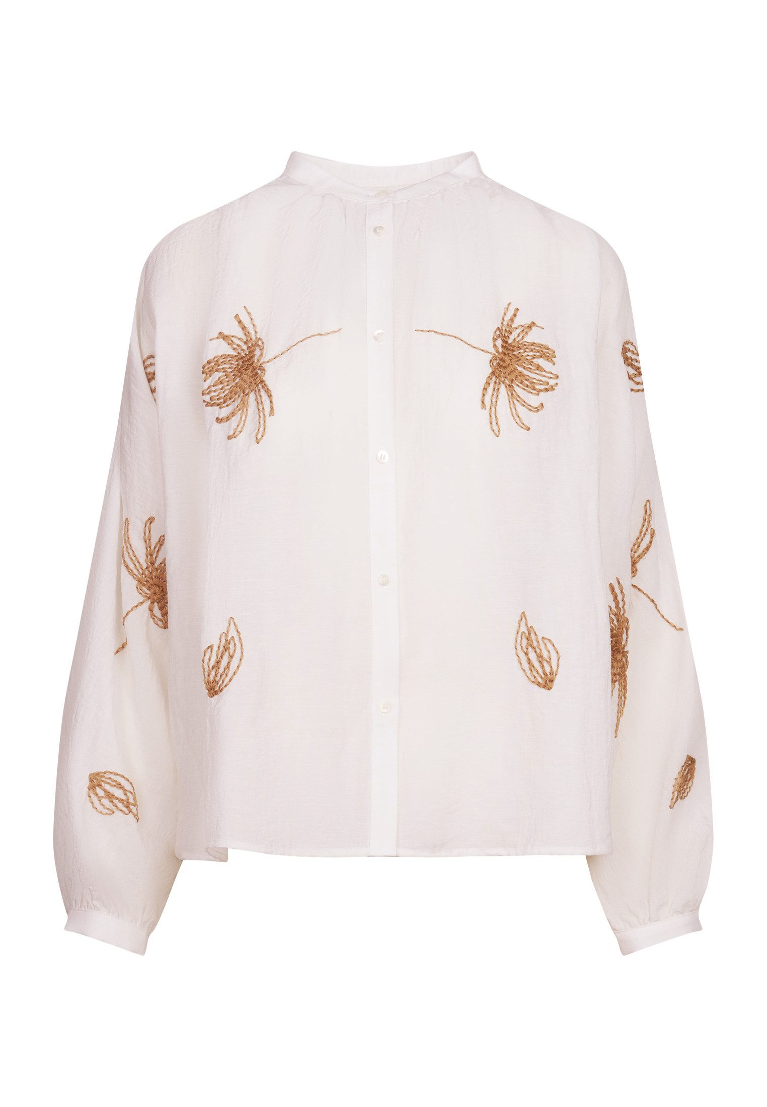 seidensticker Klassieke blouse Zwarte roos Lange mouw ronde hals borduursel
