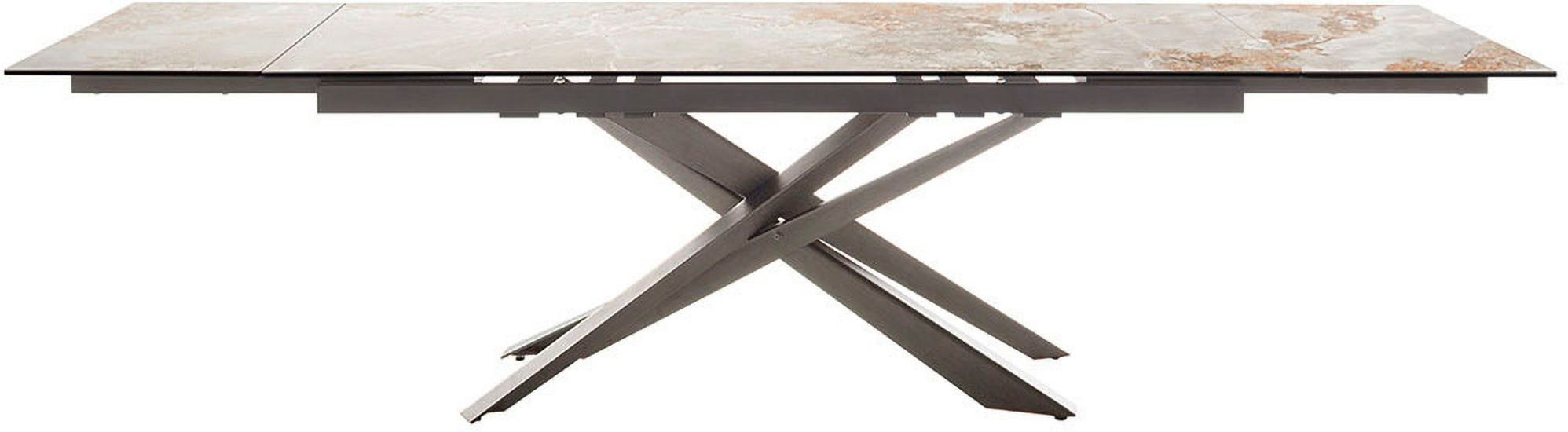 MCA furniture Eettafel TESERO uitschuifbare tafel 200-300 cm Keramiek, roestvrij staal, marmer-look, uittrekbaar, belastbaar tot 100 kg, 10-12 personen
