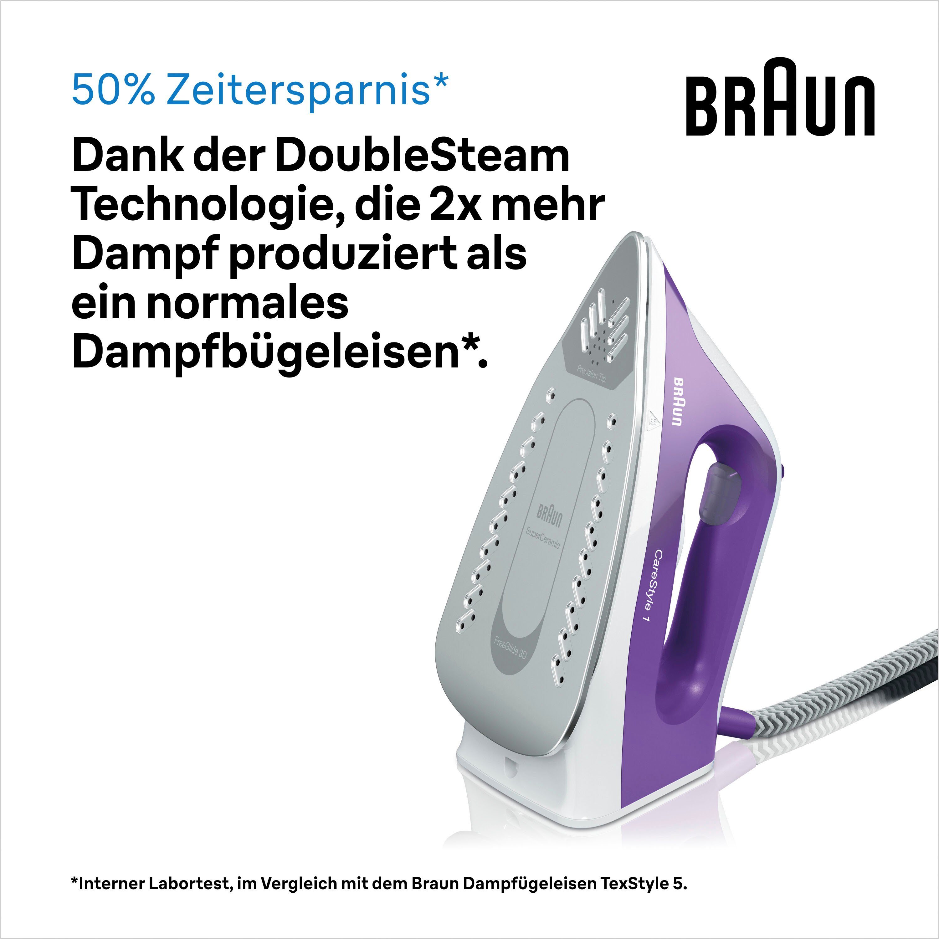 Braun Stoomstrijkstation CareStyle 1 IS1014VI Dampfbügelstation, Weiß/Violett