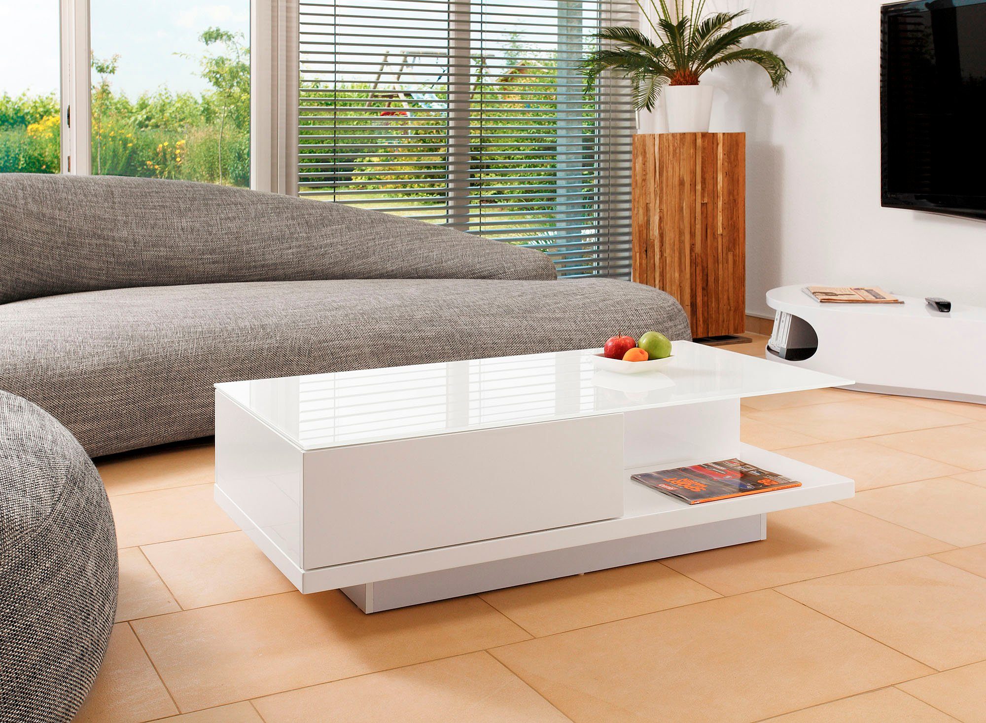 SalesFever Salontafel met tafelblad van gehard kristalglas