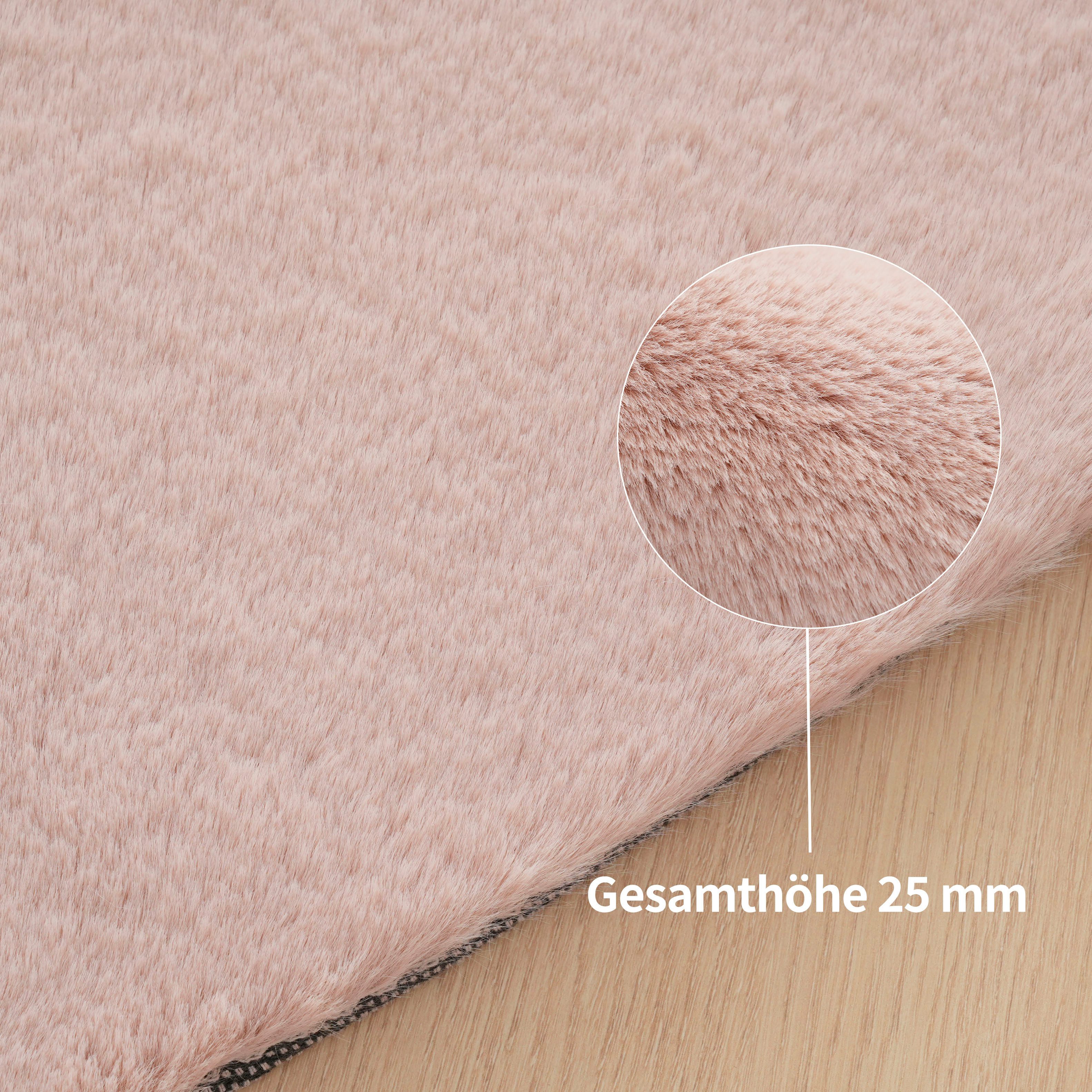 Bruno Banani Hoogpolig vloerkleed Rabbit 2 Bean, kunstbont tapijt, modern, bijzondere vorm Konijnenbont-grip, microvezel, woonkamer, slaapkamer, eetkamer