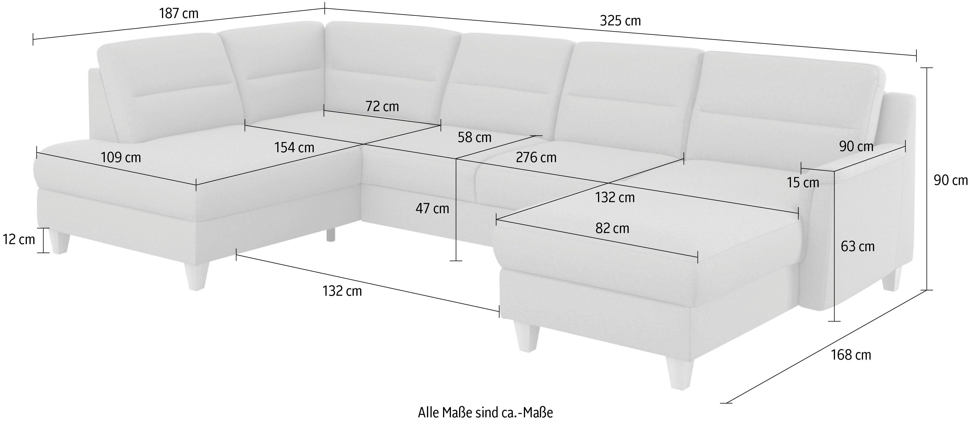 sit&more Zithoek Farö U-vorm met binnenvering, naar keuze met slaapfunctie en bedkist