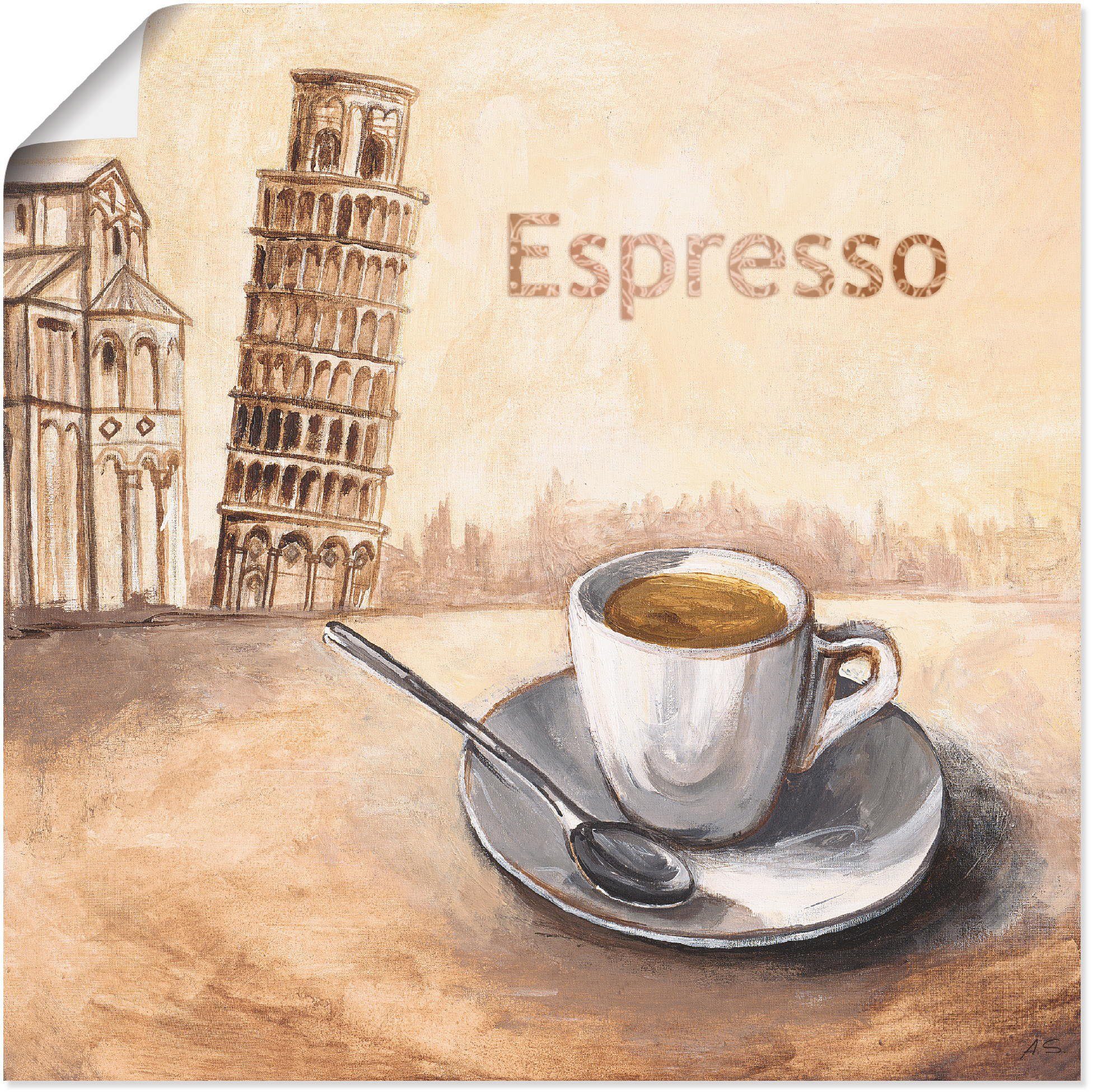 Artland Artprint Espresso in Pisa in vele afmetingen & productsoorten - artprint van aluminium / artprint voor buiten, artprint op linnen, poster, muursticker / wandfolie ook gesch