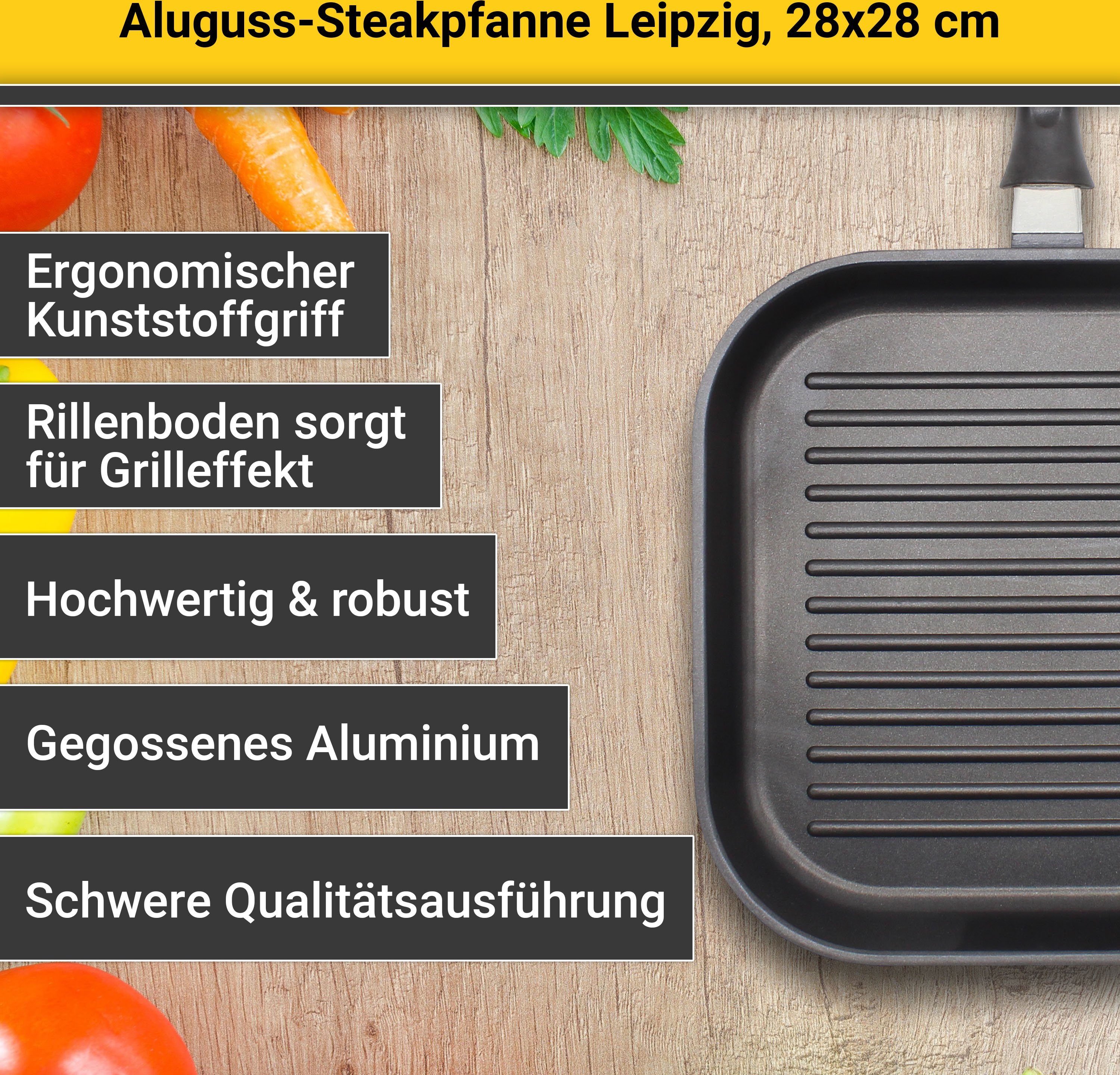 Krüger Steakpan Aluguss grill-/ steakpan LEIPZIG, 28 x 28 cm (1-delig)