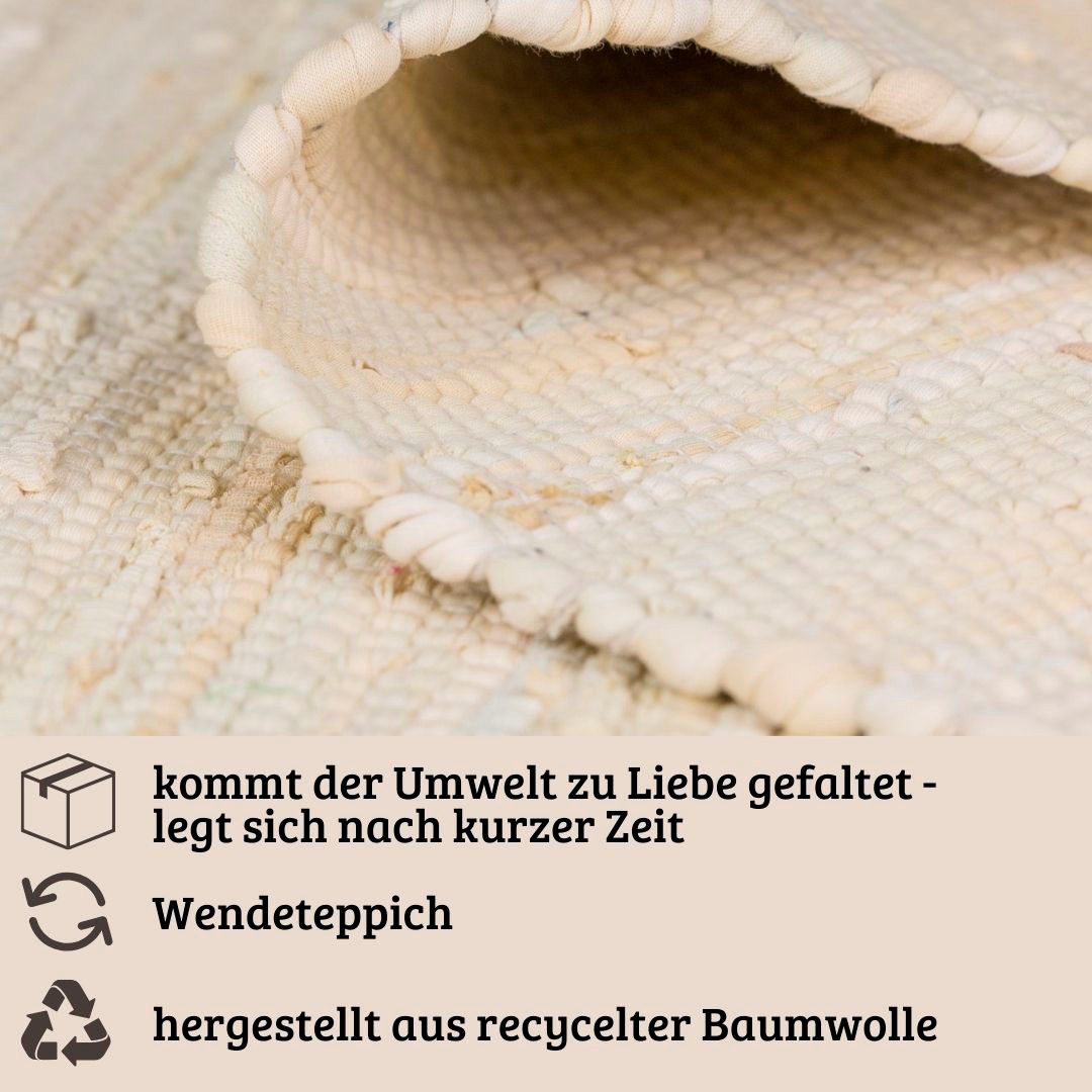 my home Vloerkleed Wertingen Handgeweven tapijt, effen kleuren, 90% katoen, handgeweven, woonkamer