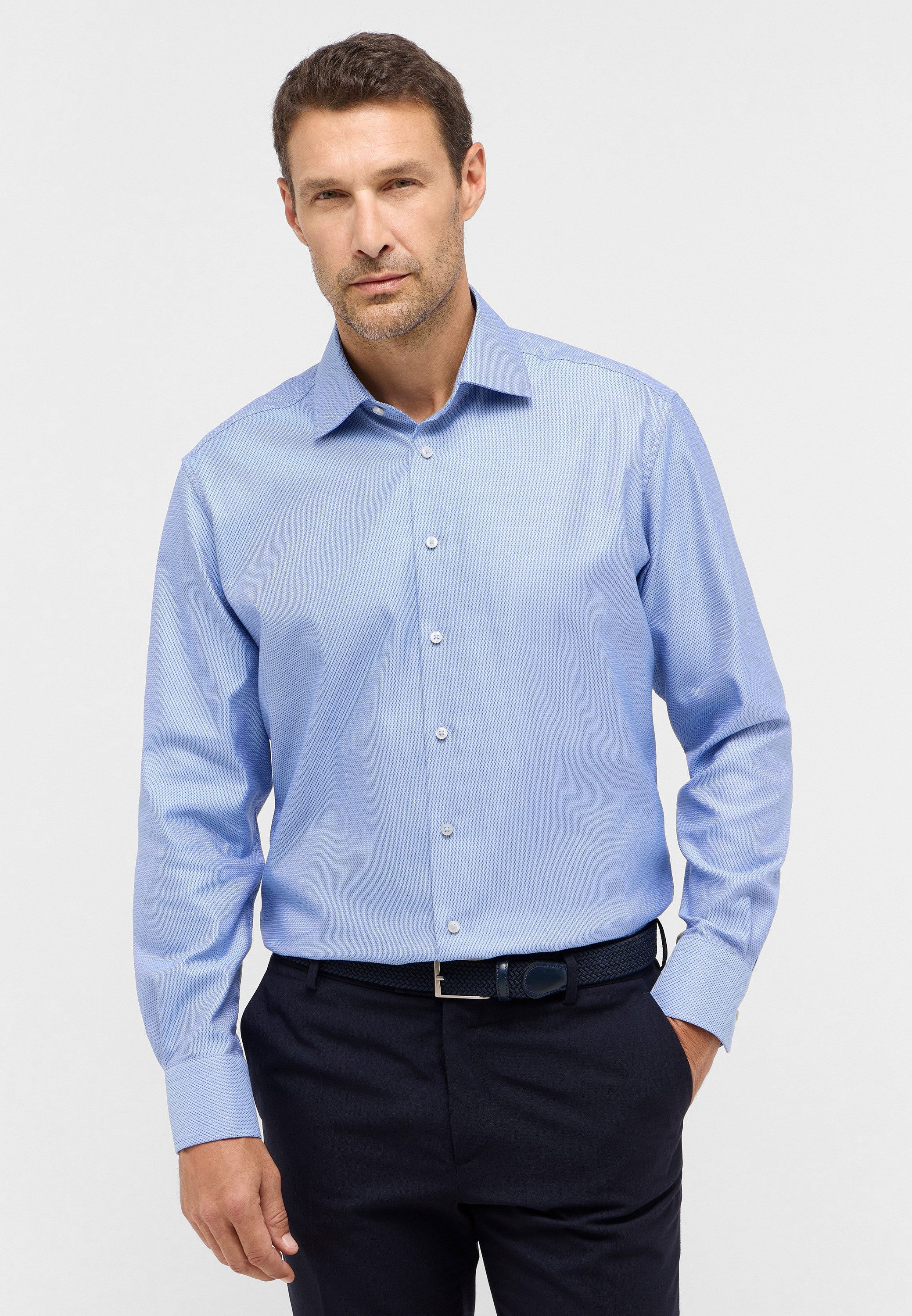 Eterna Blauw Overhemd Lange Mouw 1188 Blue Heren