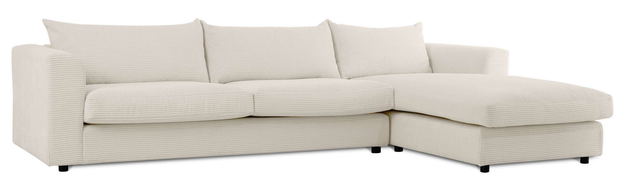 LeGer Home by Lena Gercke Hoekbank Avelina Breedte 297 cm, in cord- en chenille-stof, rugkussen met veren (2-delig)