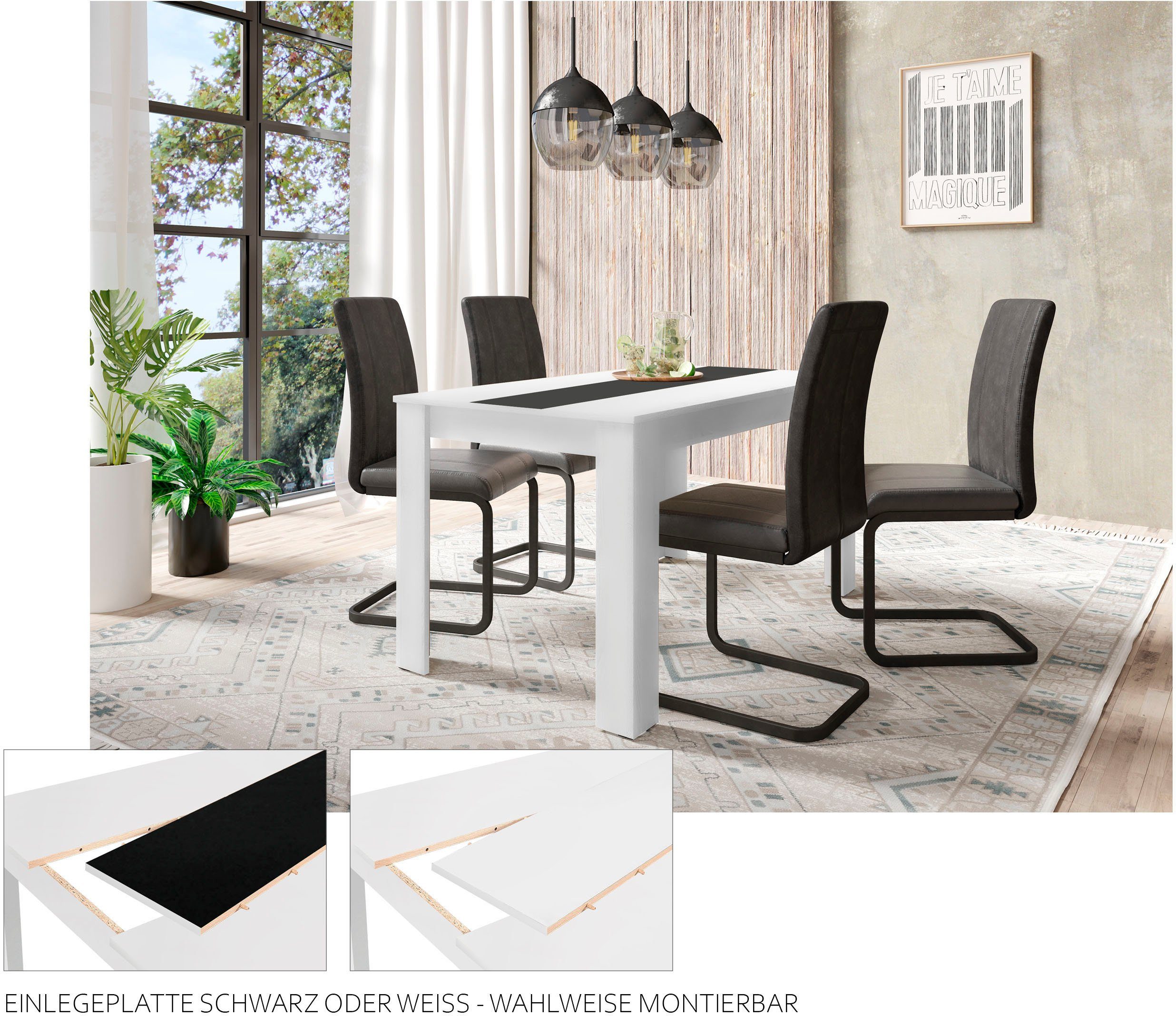 byLIVING Eettafel Nori Breedte 120, 140 of 160 cm, middelste blad keerbaar