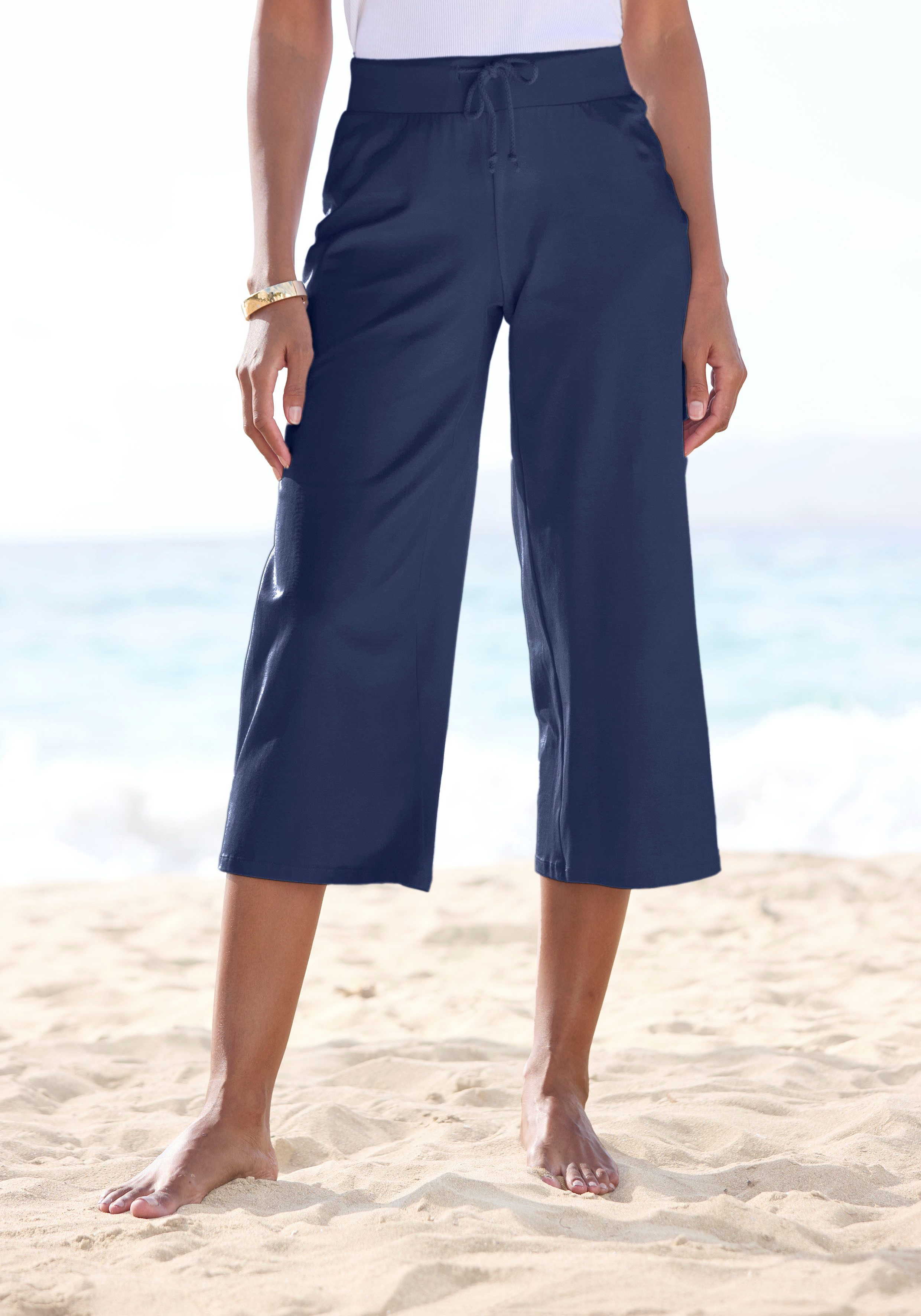 Beachtime 7/8-strandbroek van zachte jersey, wide leg, joggingbroek, loungebroek