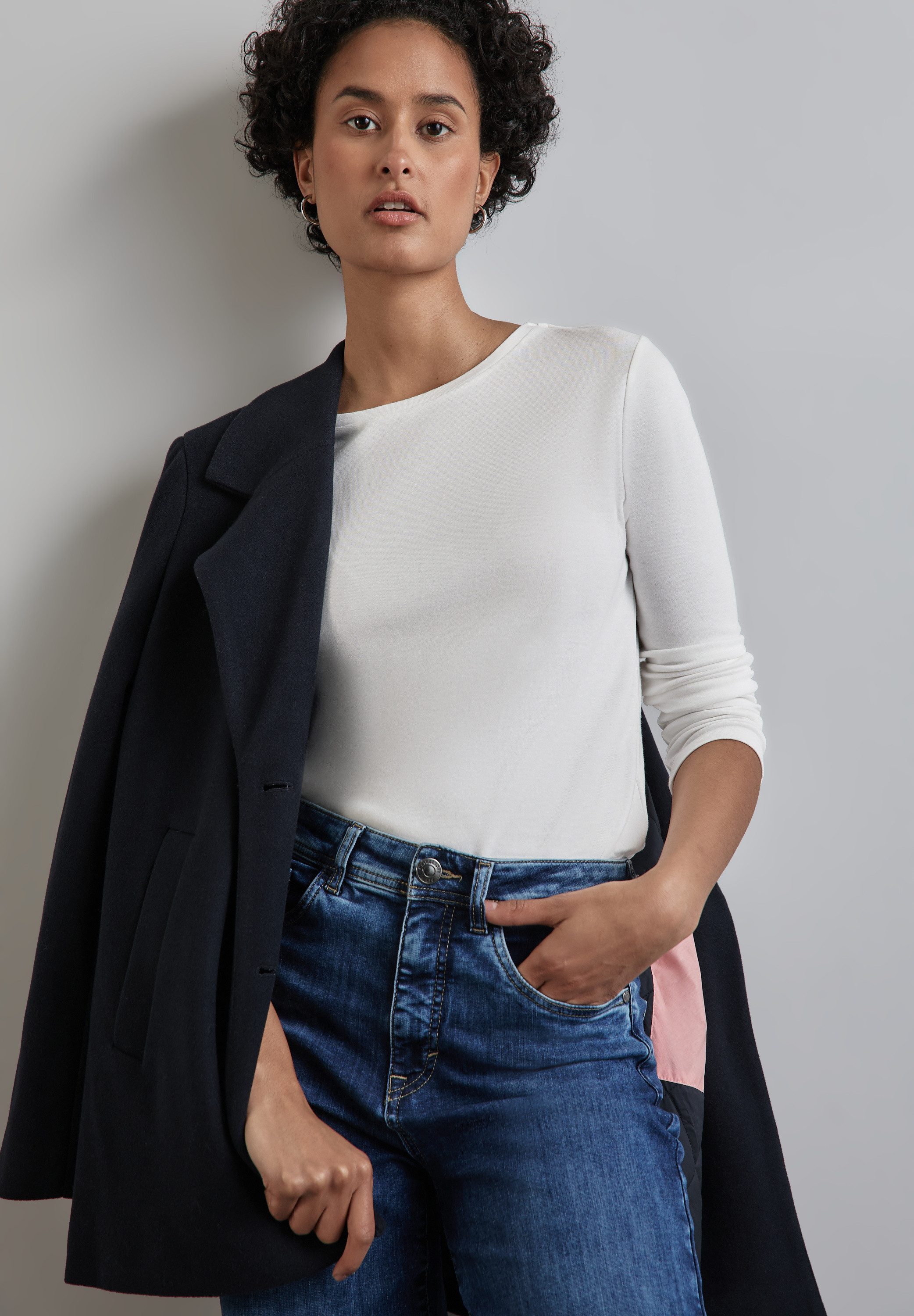 STREET ONE Shirt met lange mouwen met boord